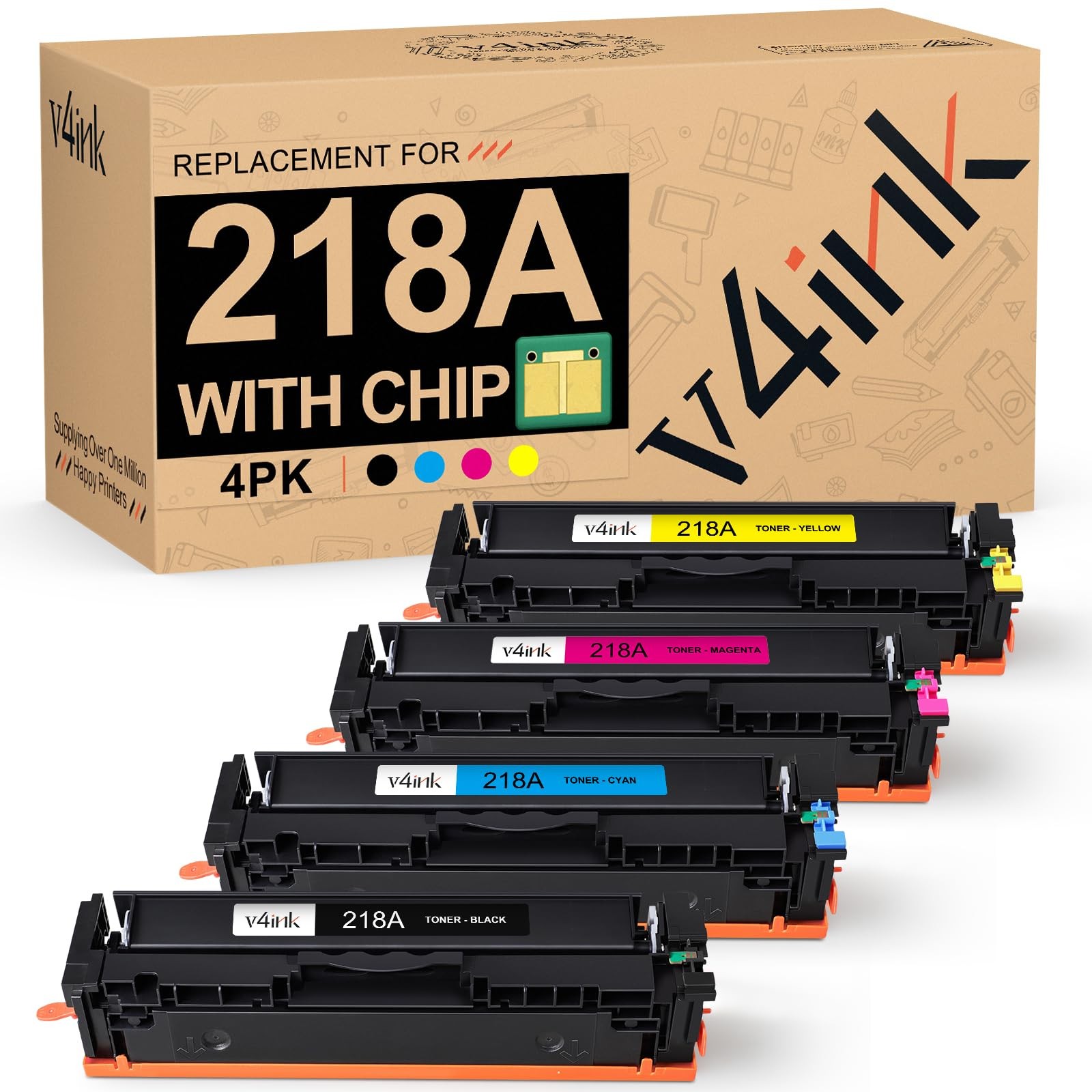 ** NEW HP Toner | 218A / 218X | Black / Color | With Chips | Compatible | 4-Pack