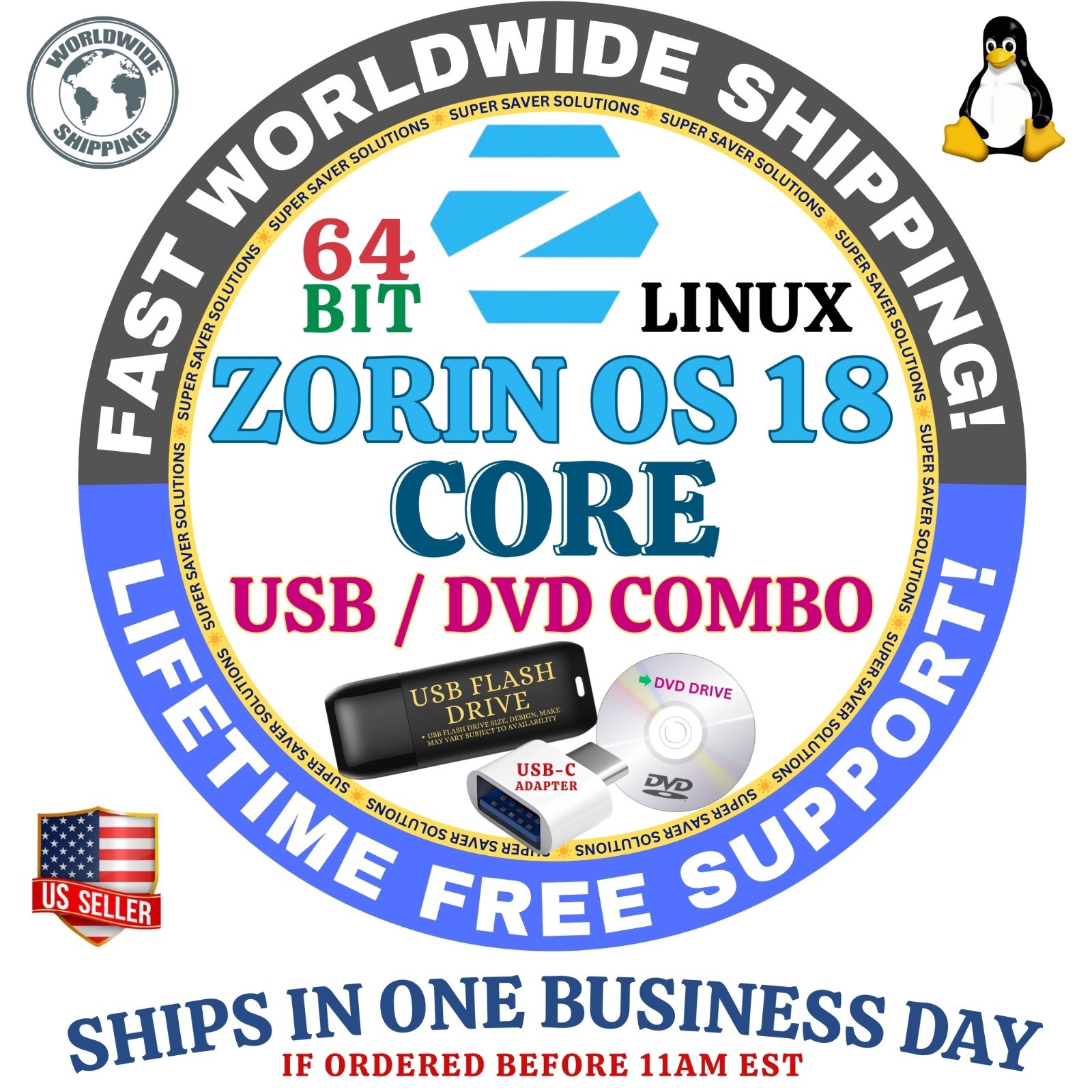 ZORIN LINUX OS LATEST, 18, 17 CORE & EDUCATION | 64-BIT | USB / DVD COMBOS