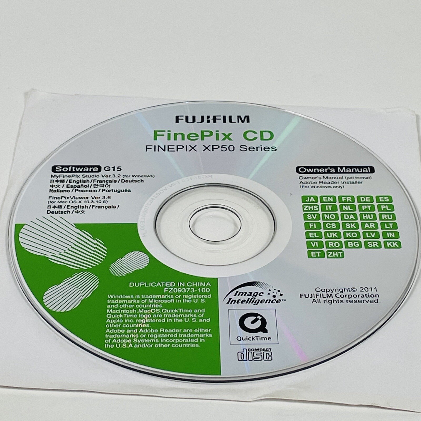 Fujifilm FinePix Digital Camera XP50 Series Owner's Manual Software CD