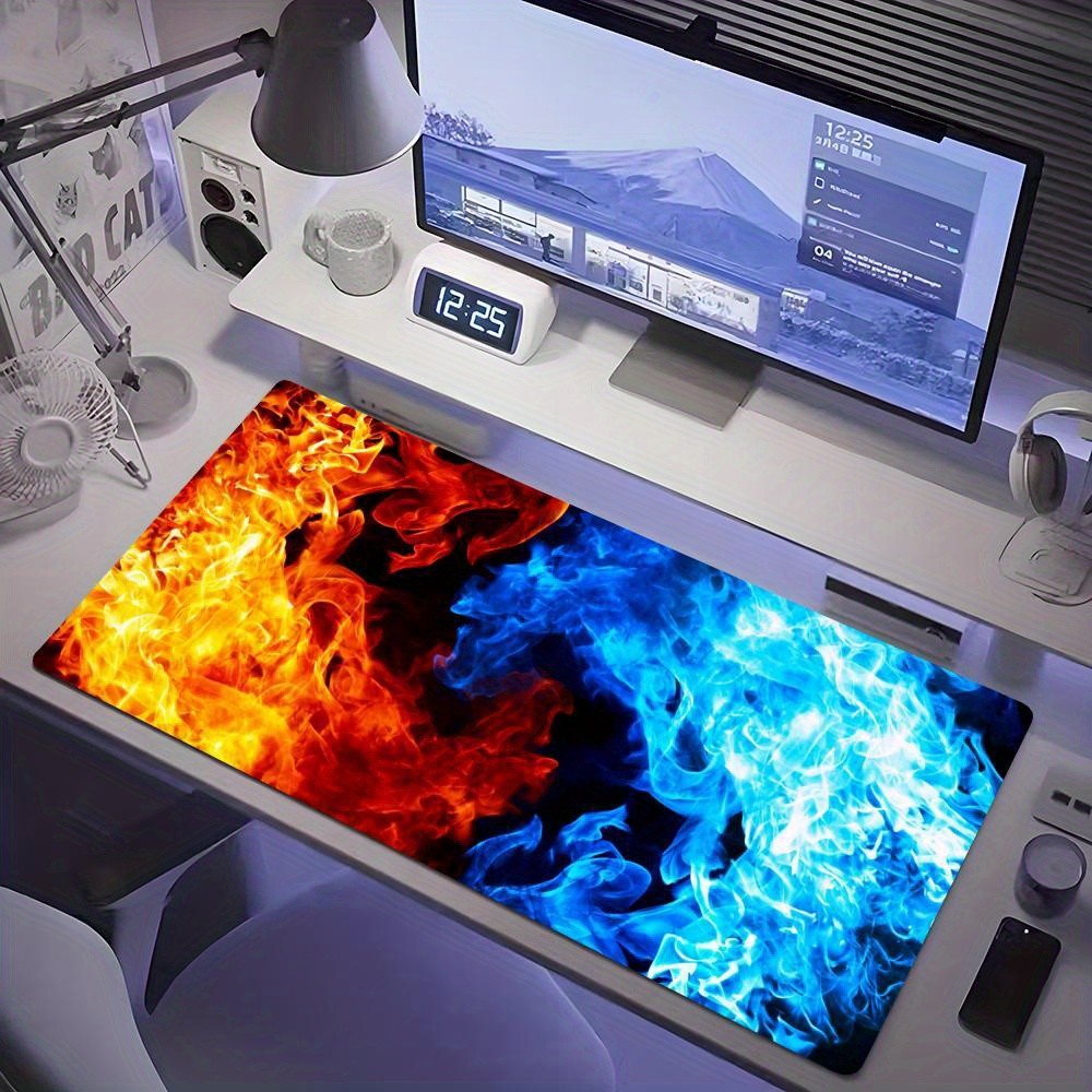 XXL 47.24x23.62inch Flame Design Gaming Mouse Pad & Desk Mat - Non-Slip Rubber