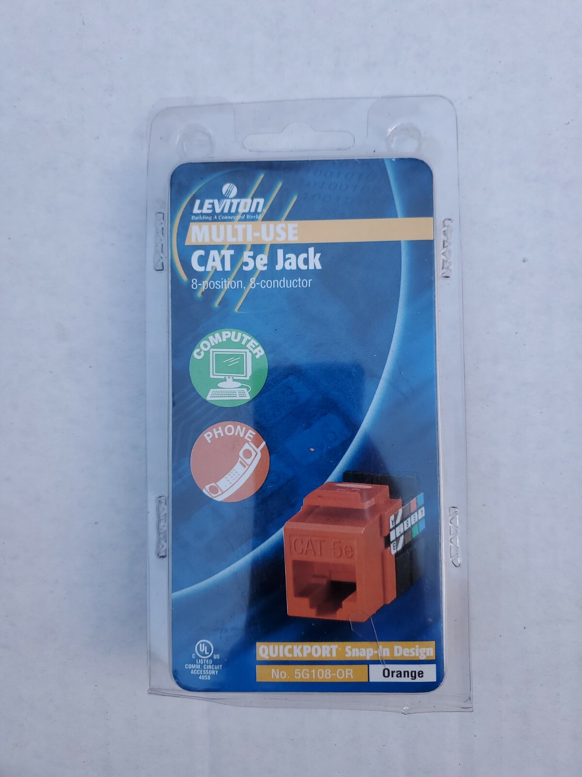Leviton Multi-Use CAT 5e Jack 8-position, 8-conductor 5G108-O