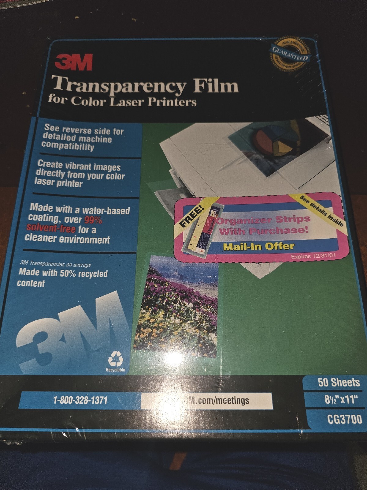 NEW 3M Transparency Film For Color Laser Printers HP CG3700 50 Sheets 8.5" x 11"