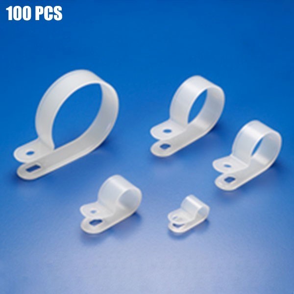 100 Pcs 1/2" R-Type Cable Clamp Clip Cord Wire Organizer Management Clear White