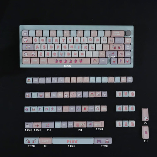 MOA Strawberry Rabbit 133-keys Mechanical Keyboard Keycap Cute Personality PBT