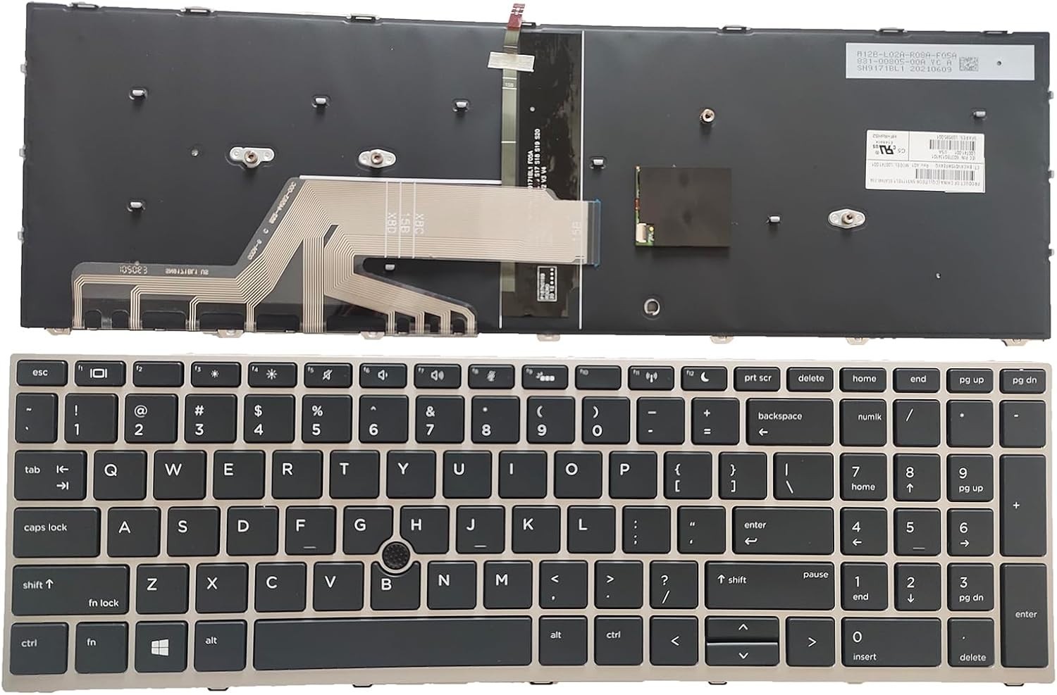 Genuine NEW HP ProBook 650 655 G4 G5 I3 I5 I7 US Backlit/Pointer Keyboard Silver