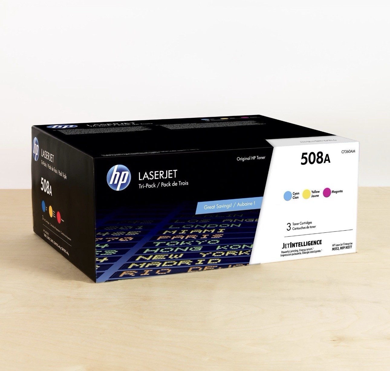 HP 508A CF360AM Genuine OEM Cyan Magenta Yellow Toner 3-Pack NEW SEALED