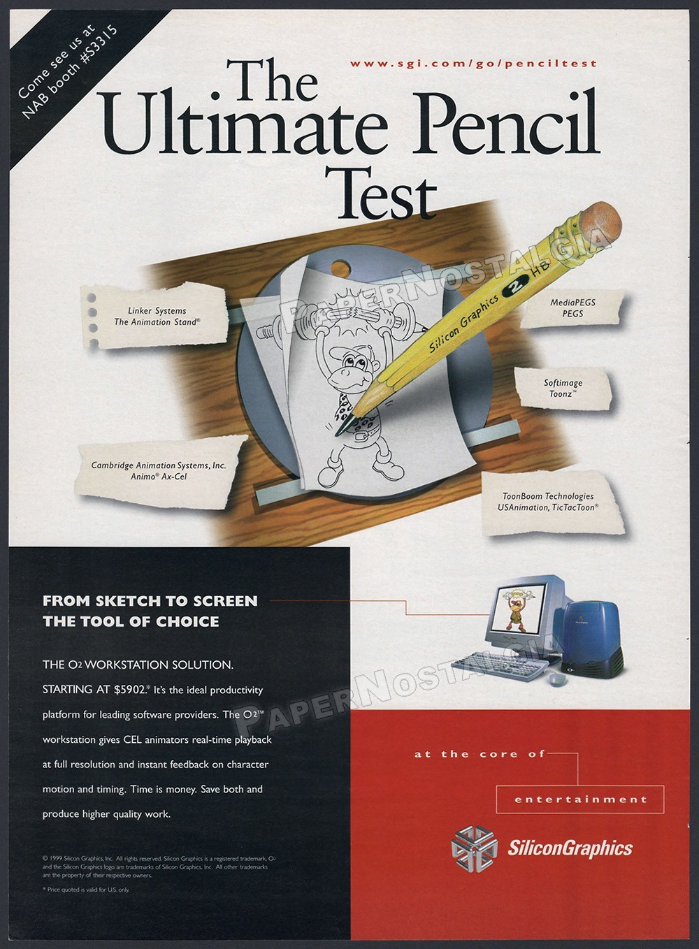 SILICON GRAPHICS SGI O2 – Original 1999 Trade AD/ poster – Animation Workstation