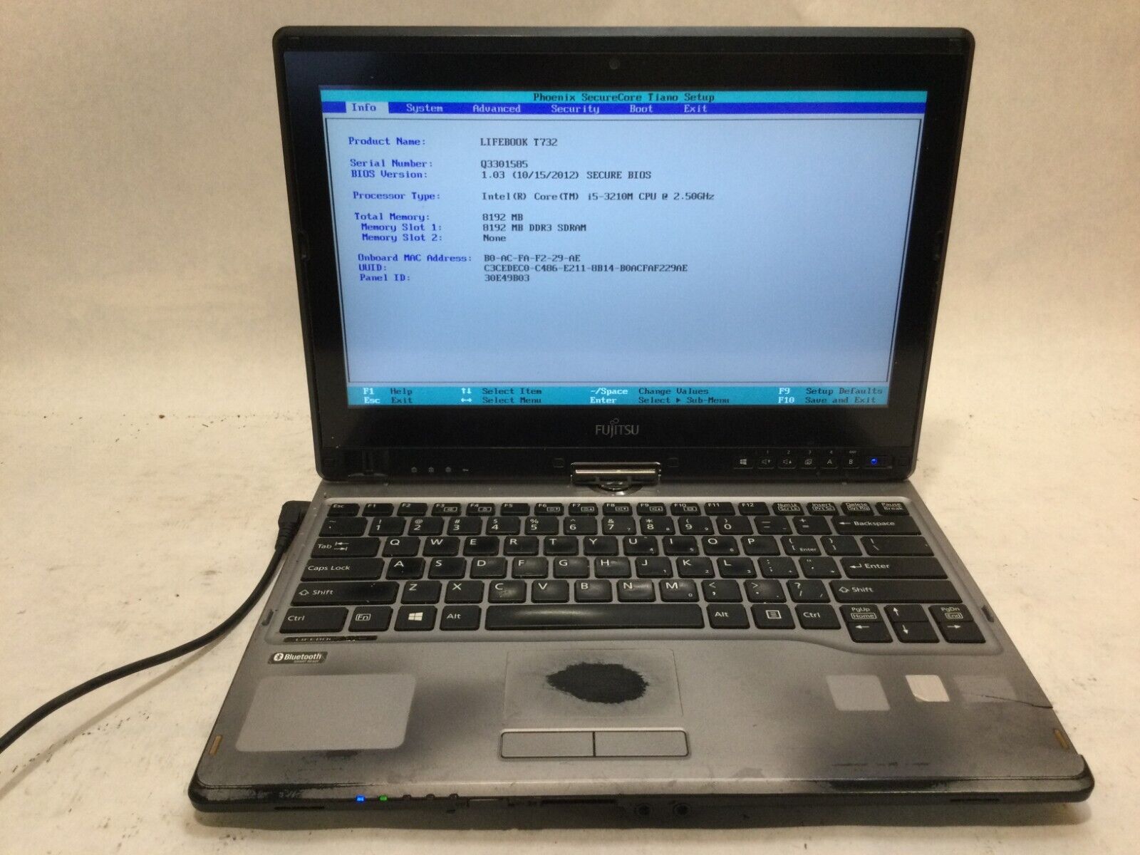 Fujitsu Lifebook T732 13” / Intel Core i5-3210M @ 2.50GHz / (MISSING PARTS) -MR