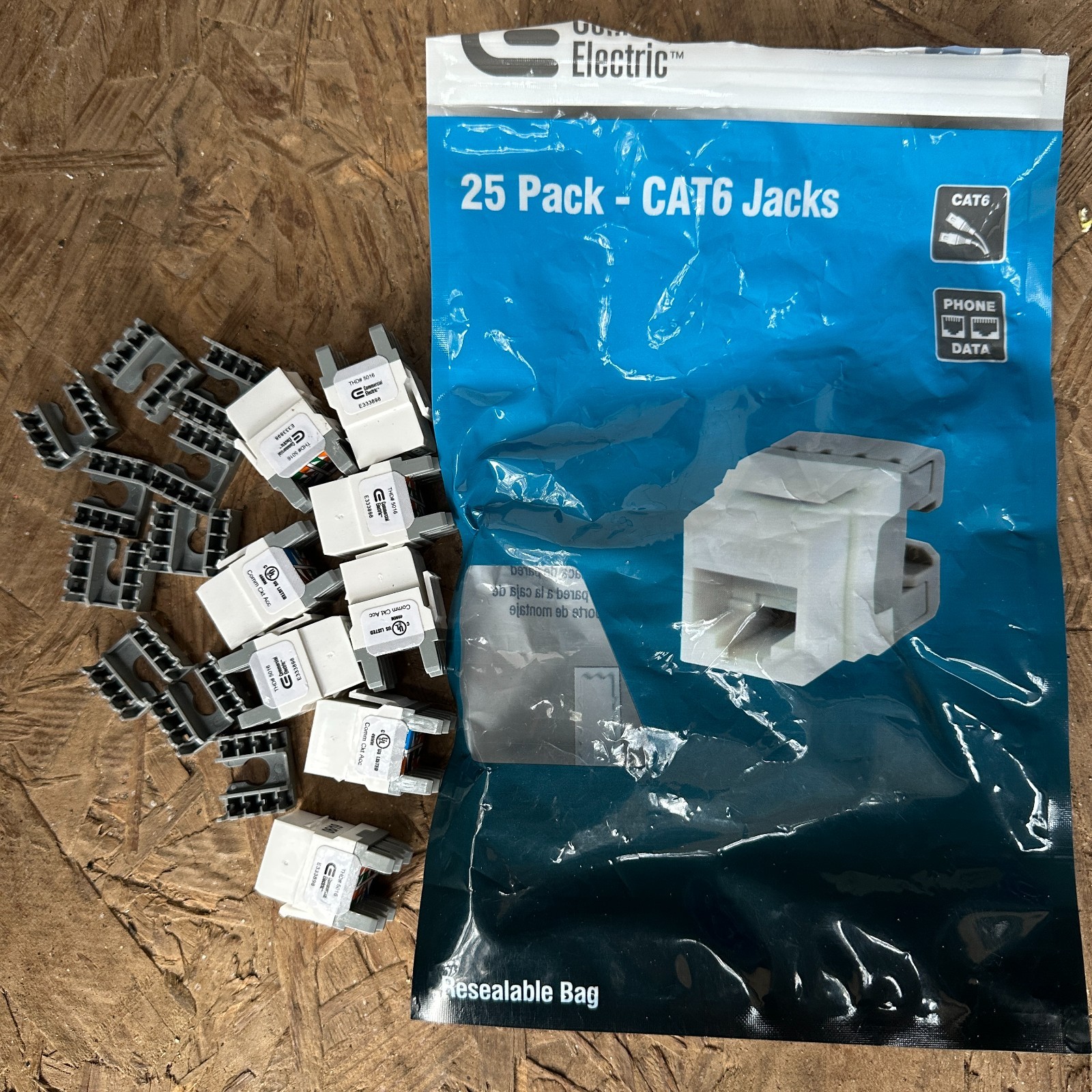 Commercial Electric Category 6  Jack- White 8 Pack