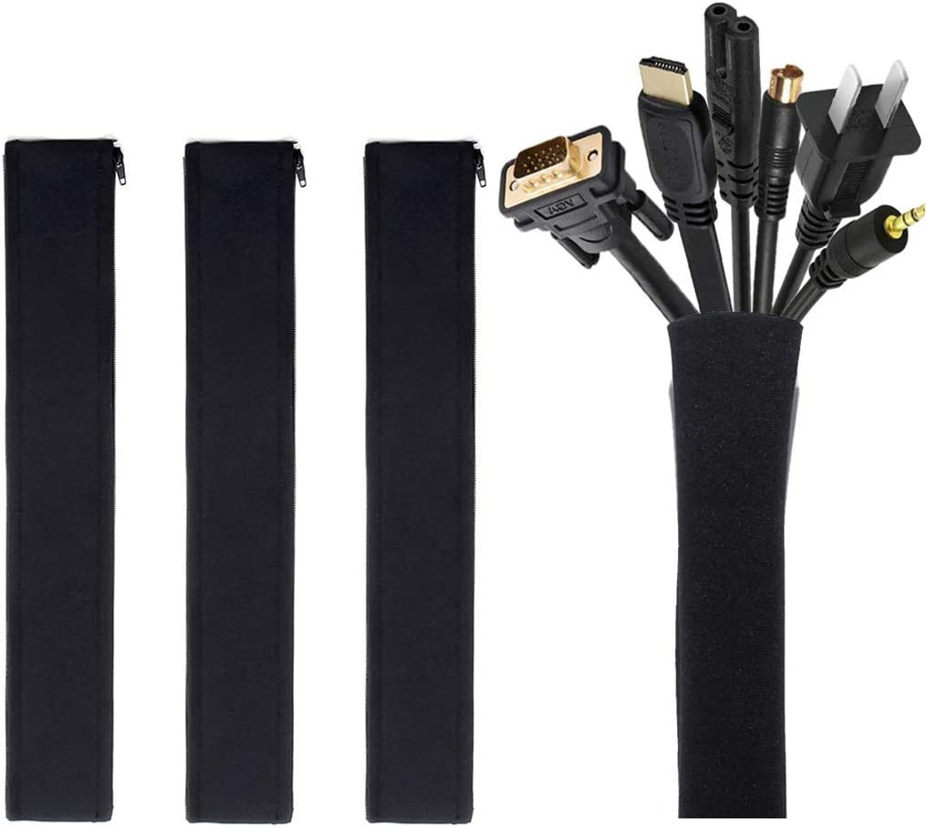 JOTO 4 Pack Cable Management Sleeve 19-20 Inches -Black | Cord Organizer System