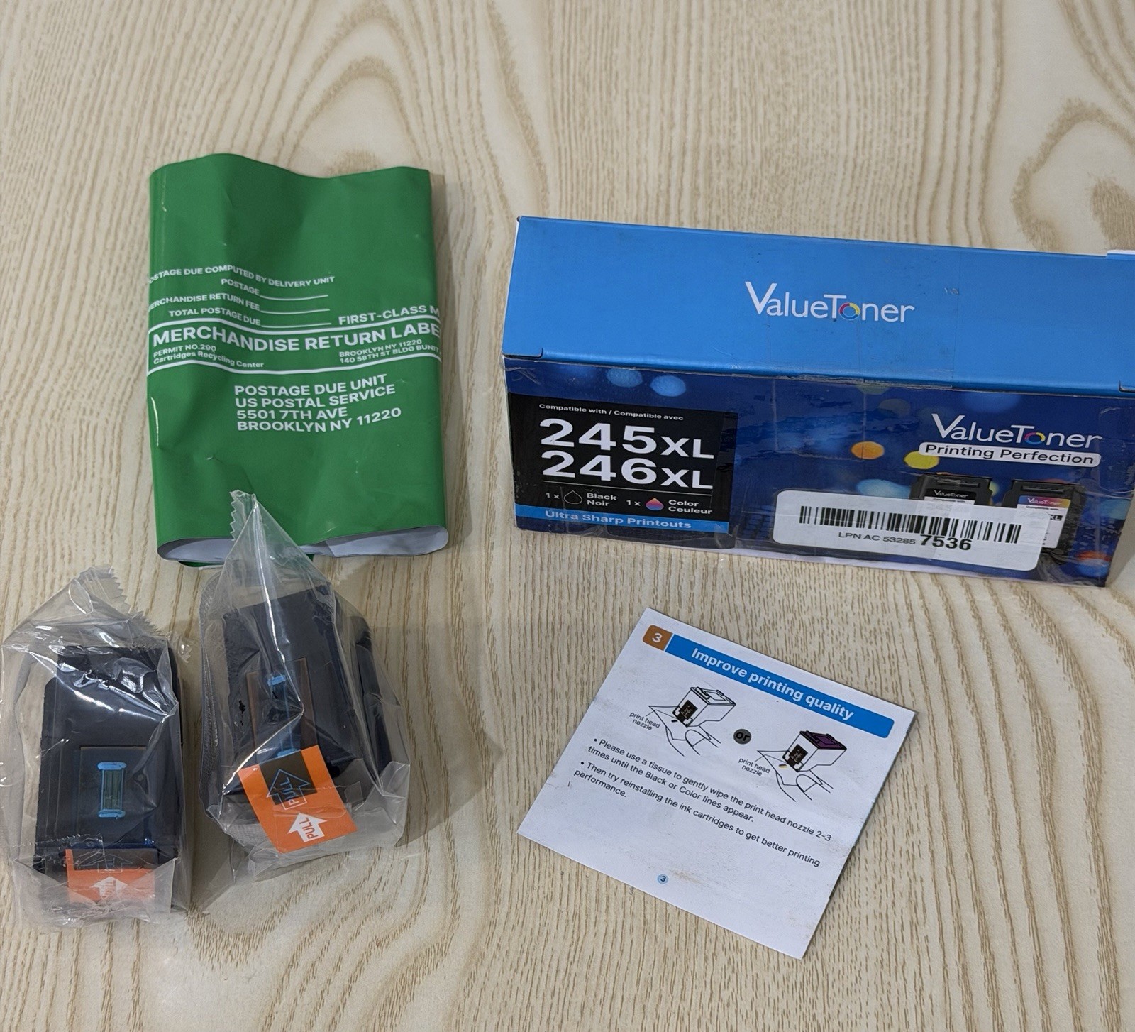 ValueToner 245XL 246XL Ink Cartridges Combo Pack New Open Box Exp 2028