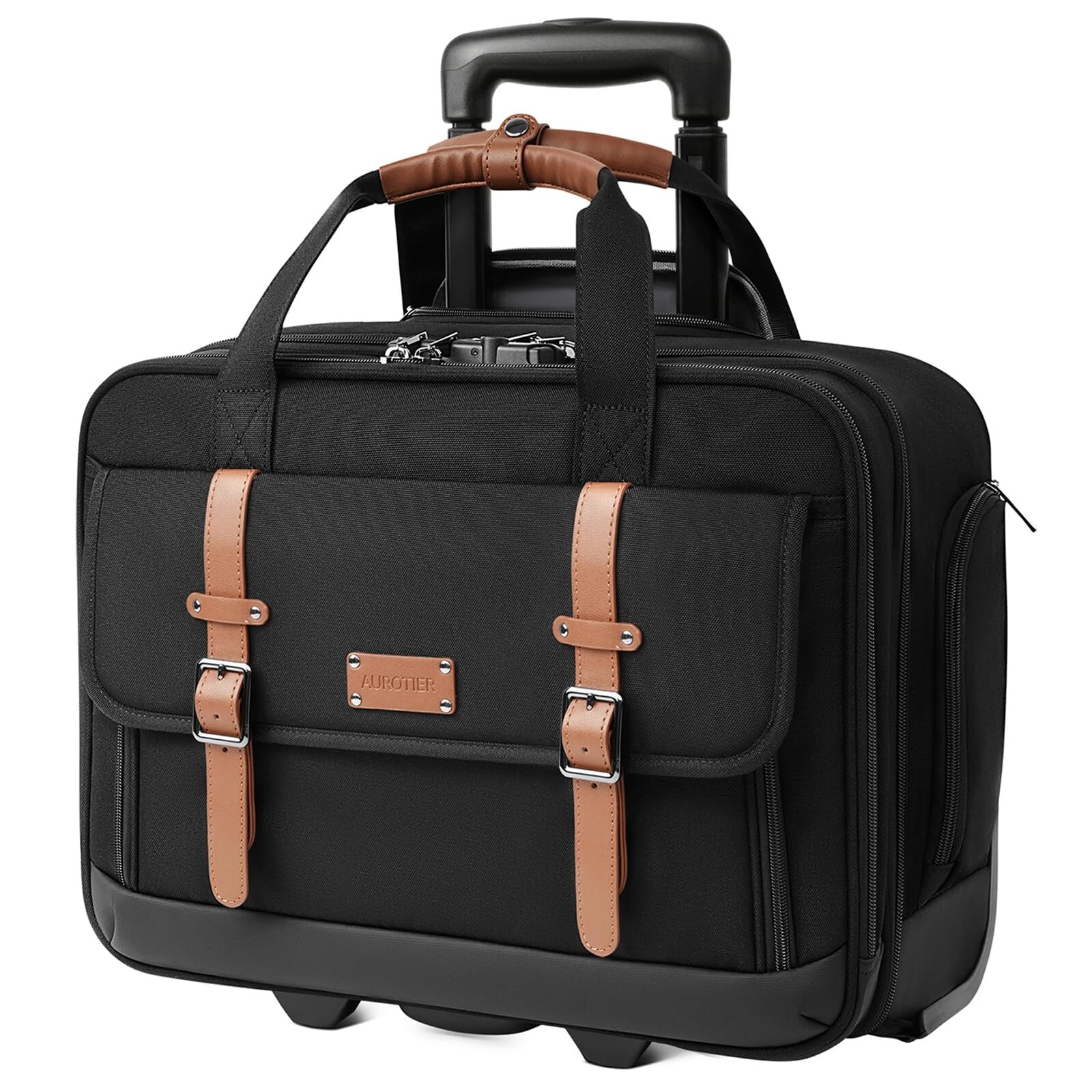 Rolling Laptop Bag, Briefcase for Men and Women, 17 Inch Computer Bag with Wh...