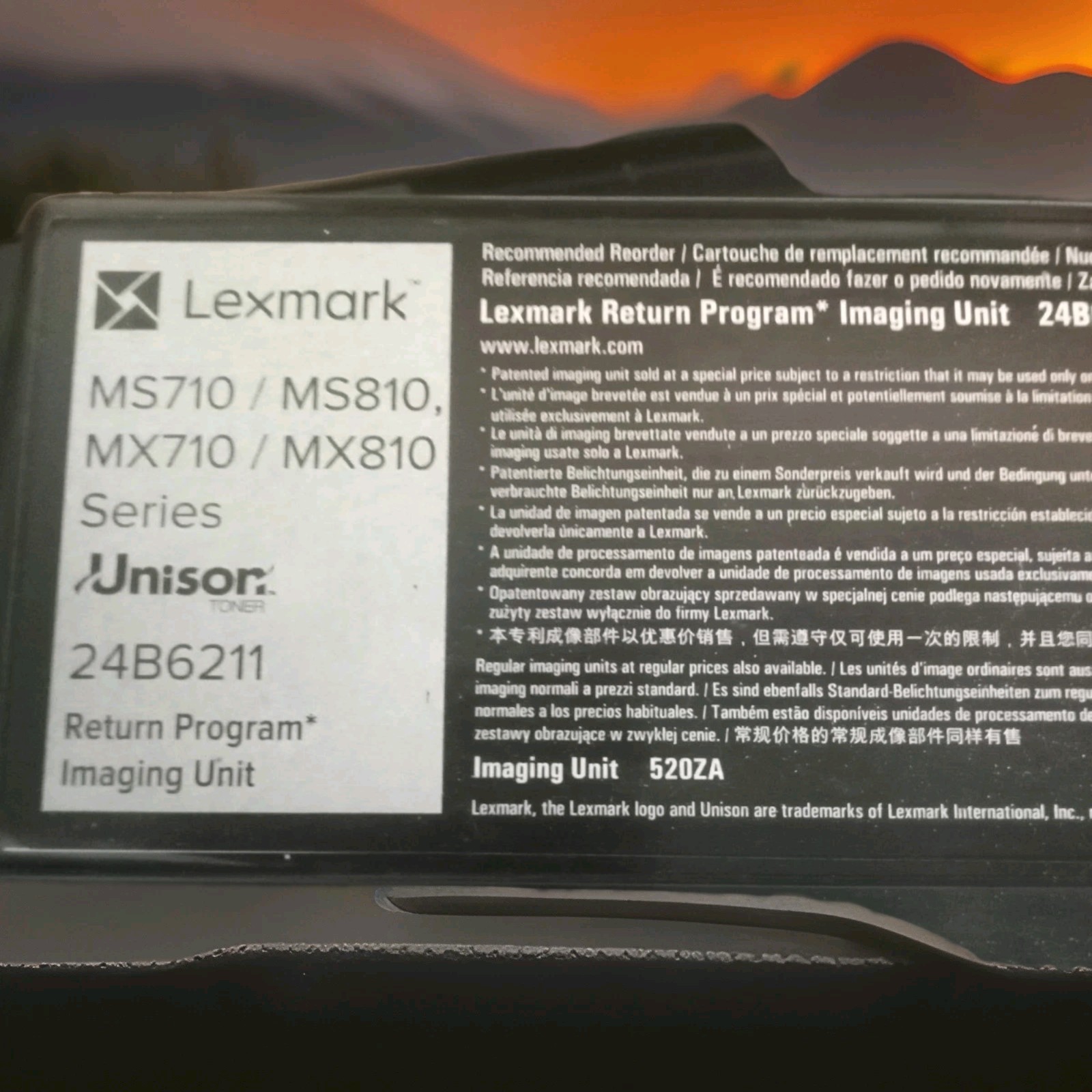 Lexmark 24B6211 Black Return Program Imaging Unit New Sealed with Open Box