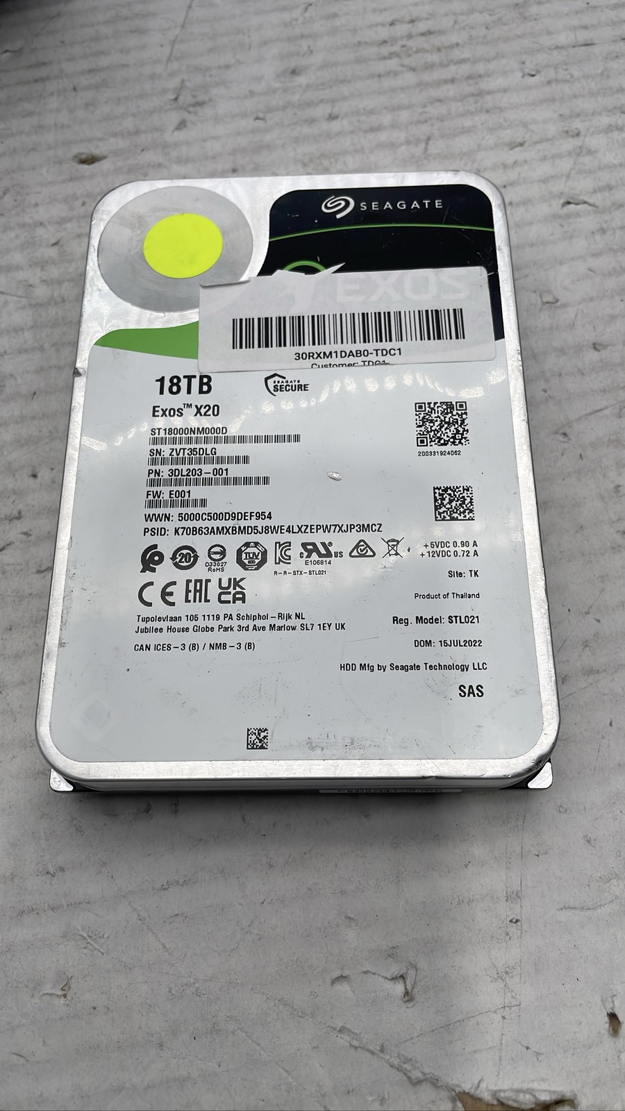 Seagate Exos X20 18TB ST18000NM000D SAS 7200RPM 3.5" HDD Enterprise Hard Drive