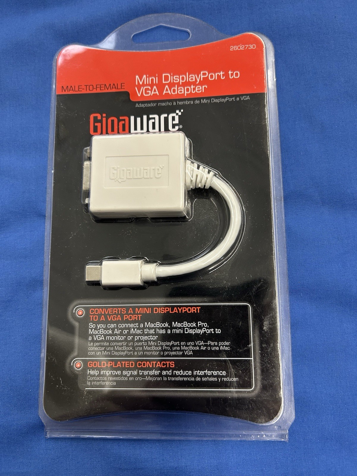 Gigaware Mini Display Port Male To VGA Female Adapter/Converter Cable PC/Mac New