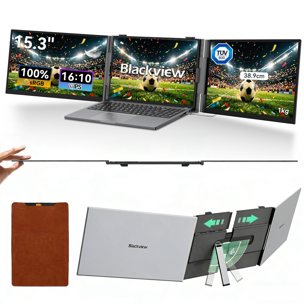 Blackview DCM8 15.3"FHD Dual Laptop Screen Extender Portable Monitor 1200P USB-C