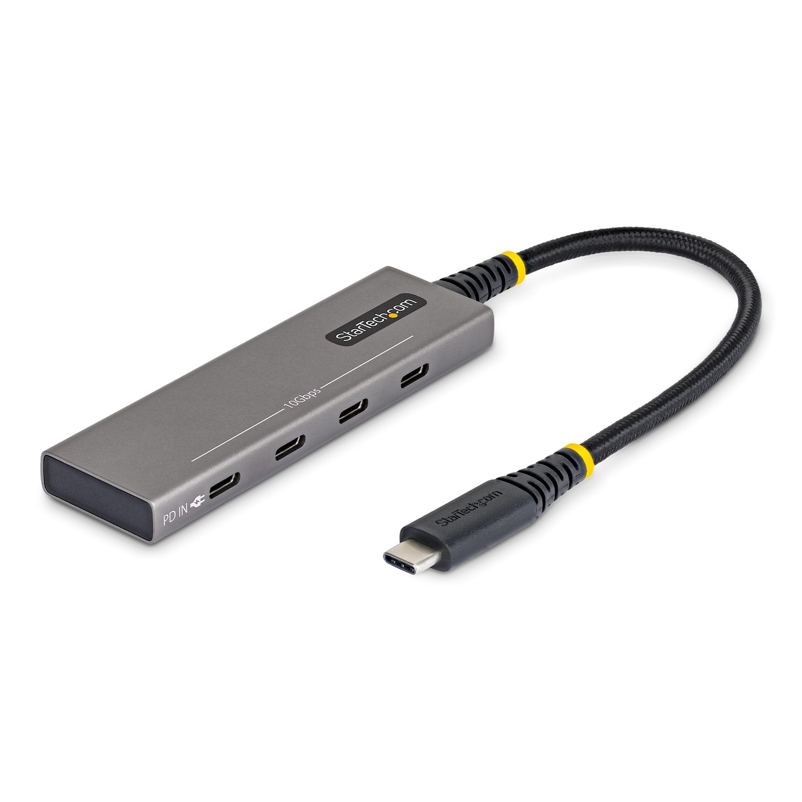 StarTech 4-Port USB-C Hub 10Gbps with 100W PD 3.8x1.1x0.4 in, Space Gray