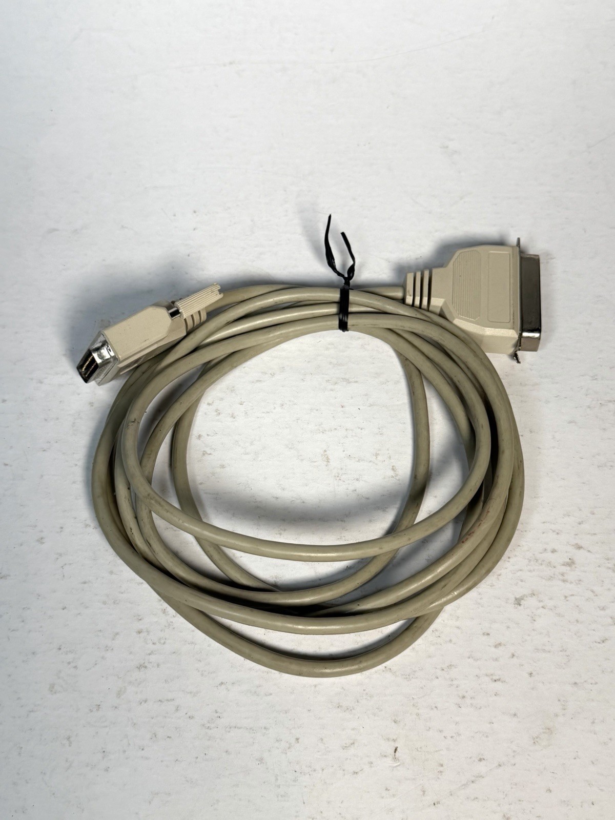 Vintage Parallel Printer Cable DB25 Male to Centronics 36 Pin Male Beige