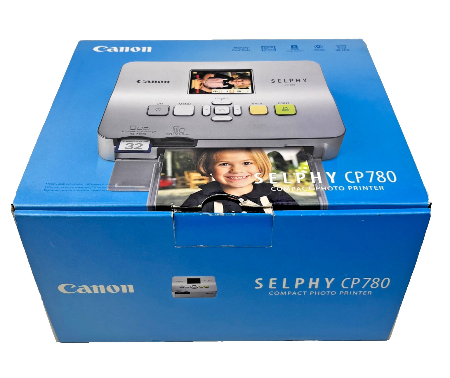 Canon SELPHY CP780 Compact Photo Printer w/ Box Adapter Tray Disc Powers On