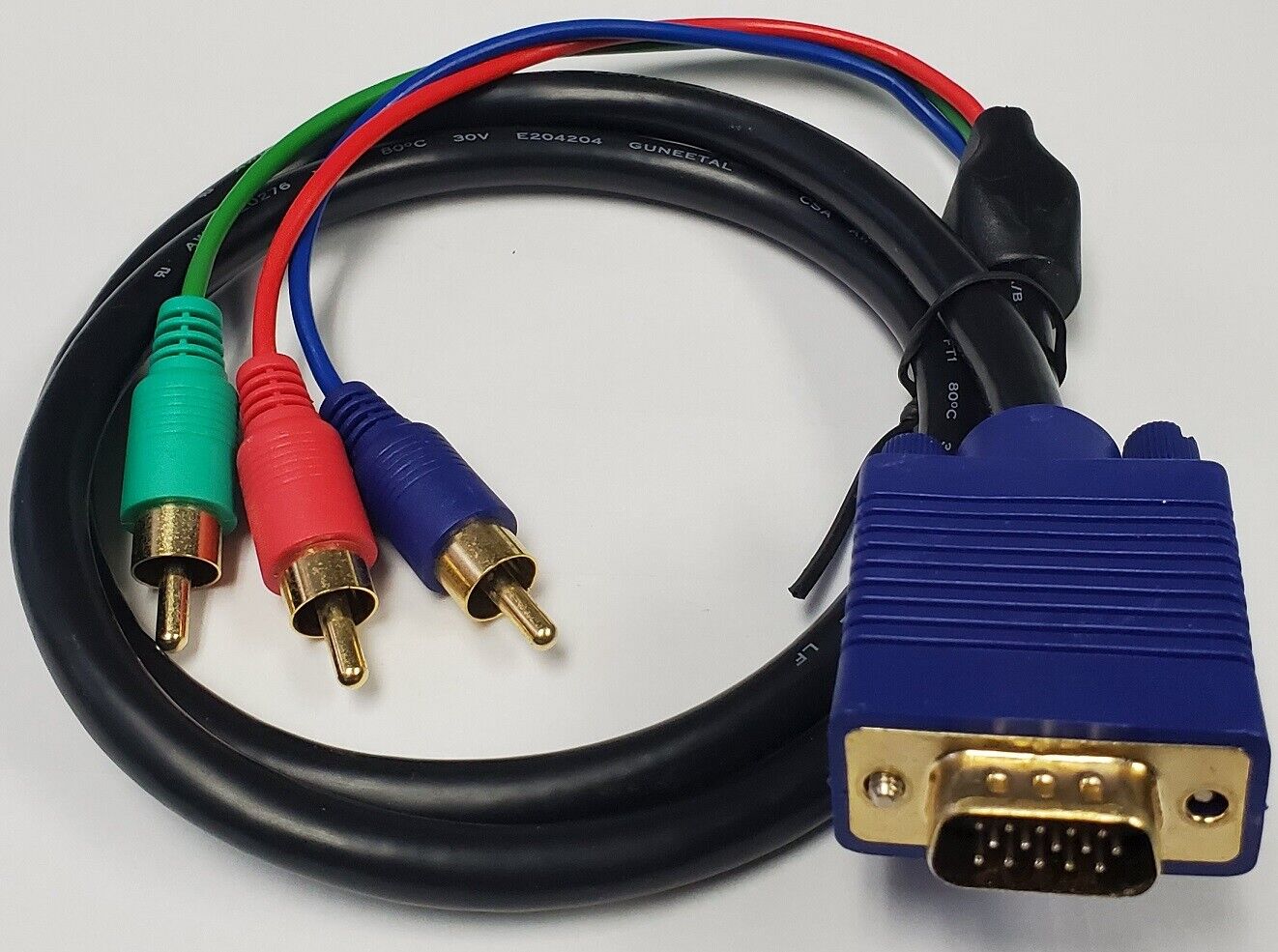 PTC Premium VGA to 3-RCA RGB Component Video Cable For TV Monitor Projector 3 ft
