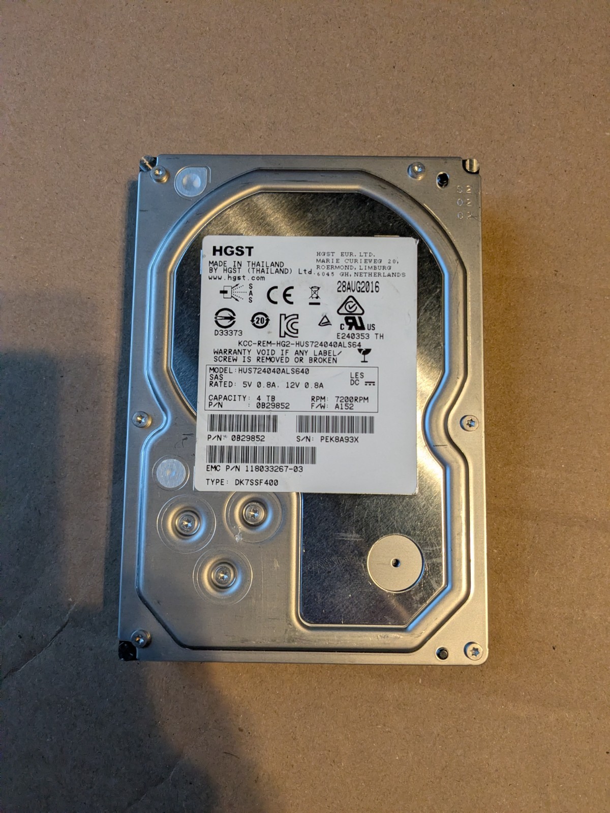 HGST HUS72404CLAR4000 EMC Data Domain 3.5" 4TB SAS HDD Hard Drive