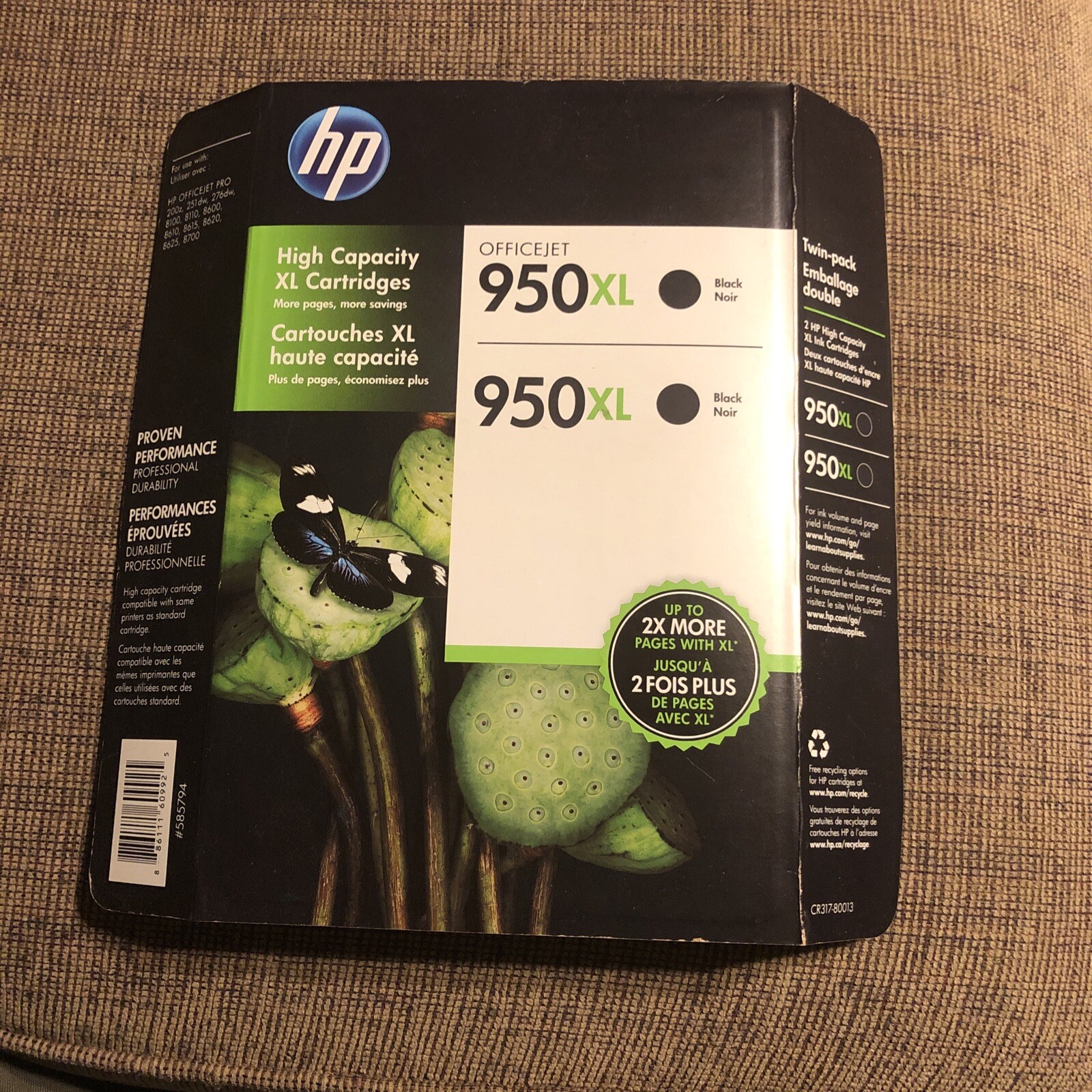 NEW 2x Genuine HP 950XL Ink Cartridges Officejet Pro Black 2 Pack 12/2017