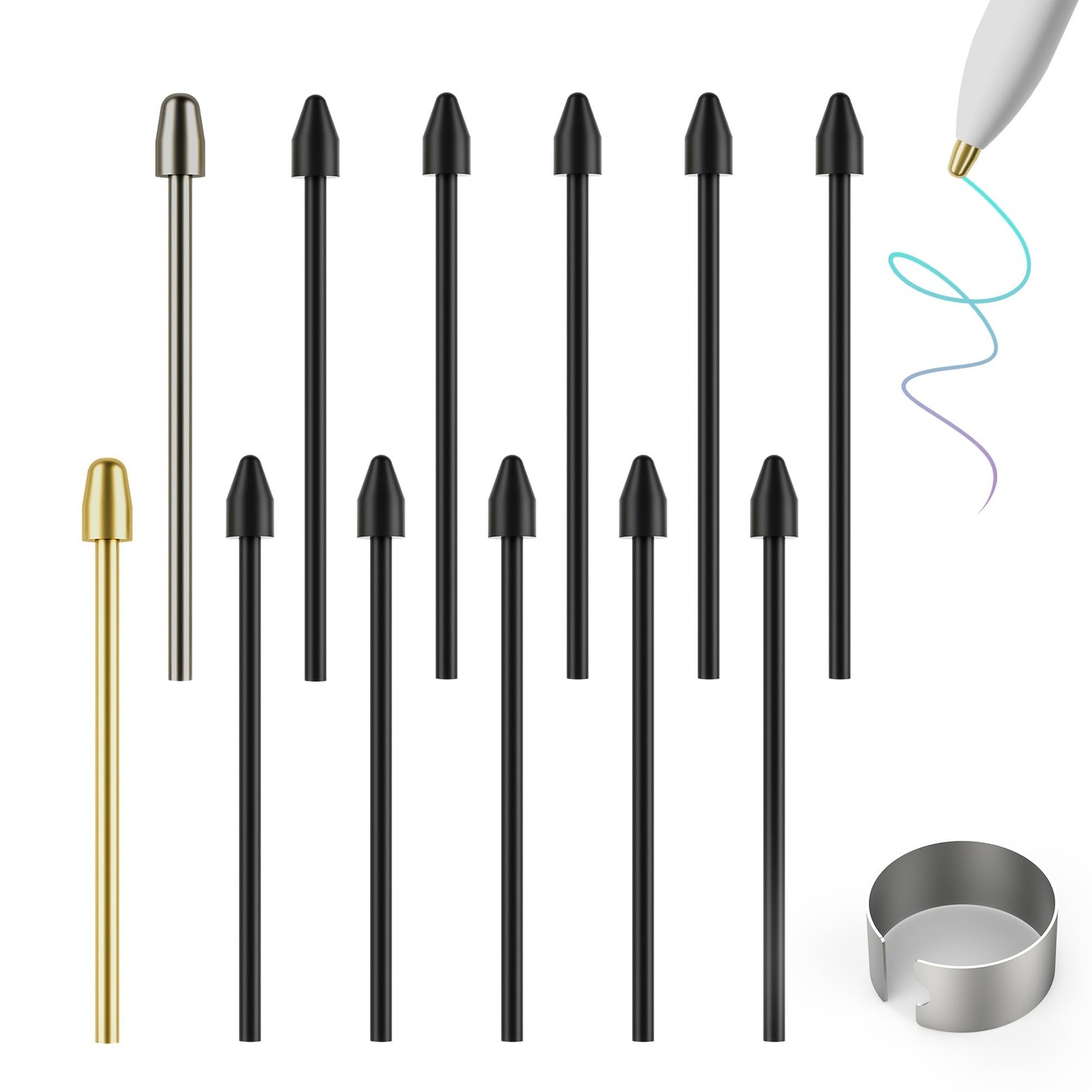 for Remarkable 2 Pen Tips, Metal Tips,Replacement 12PCS-Gold/Sirvel