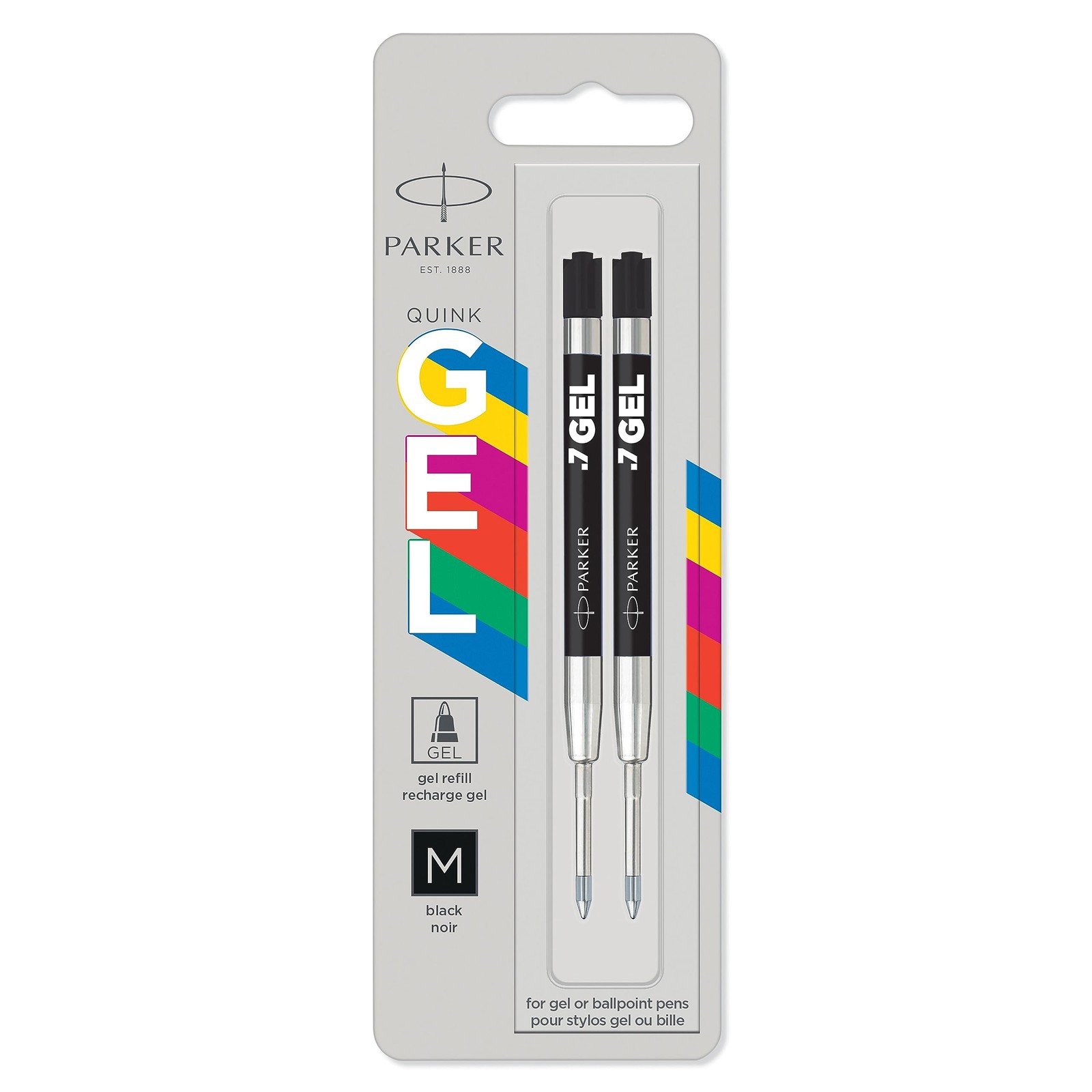 Gel Pen Refills Parker Jotter Medium Tip 0.7mm Black 2 Count Originals Smooth
