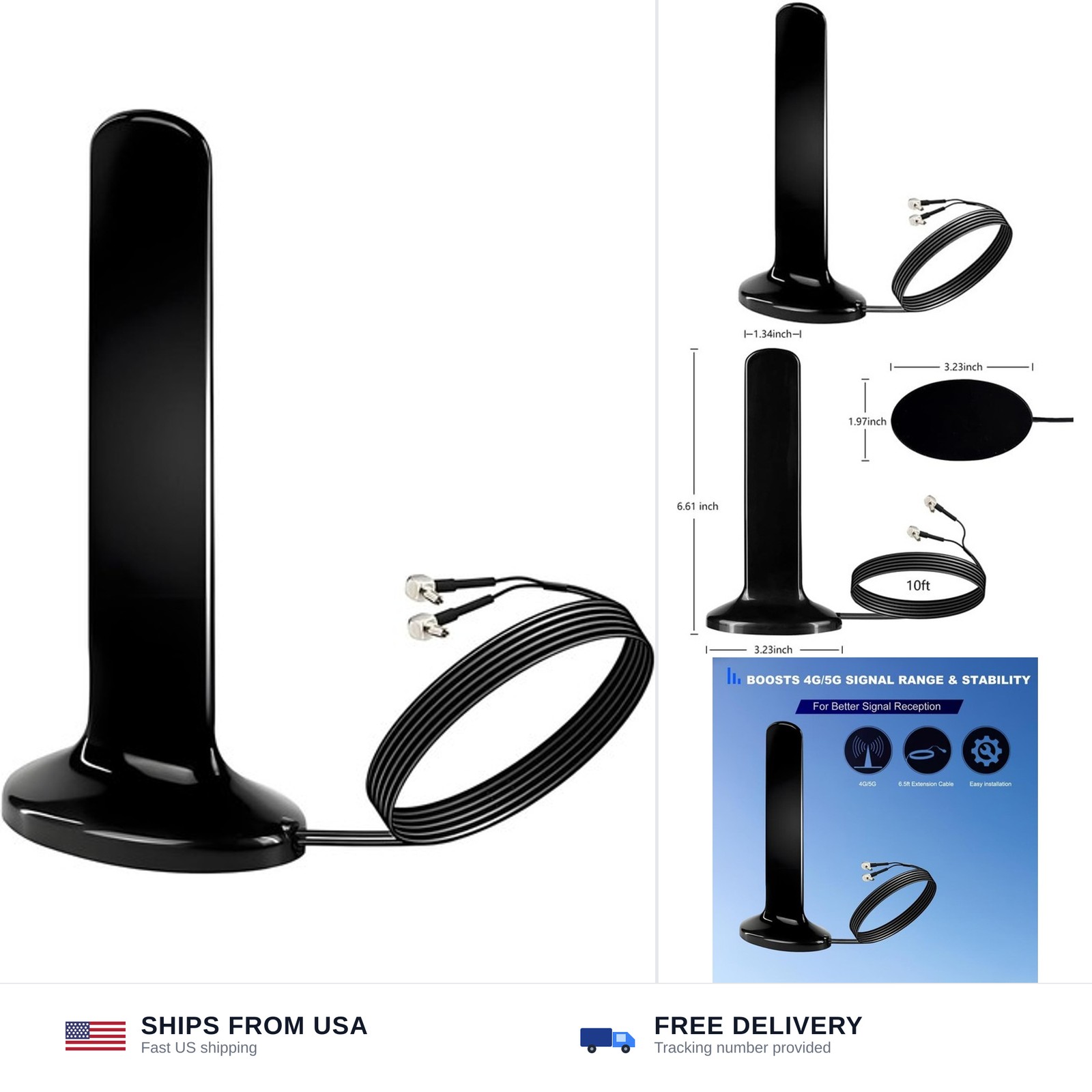4G LTE 5G Mobile Hotspot Router Modem Dual TS9 Magnetic Base Antenna