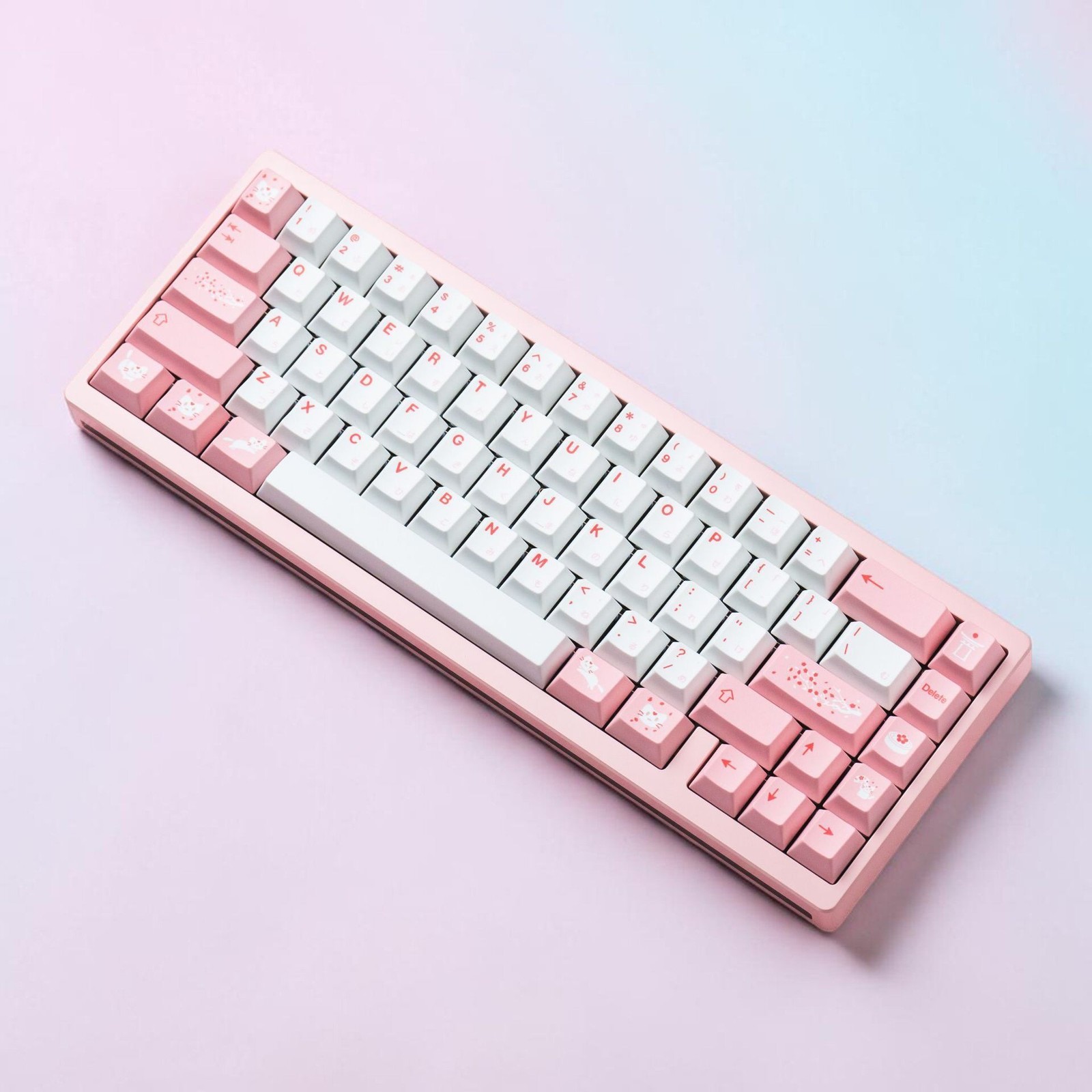 1.7mm Thickness Pink White Hazakura Copy Keycaps Cherry Profile PBT Keycap Set