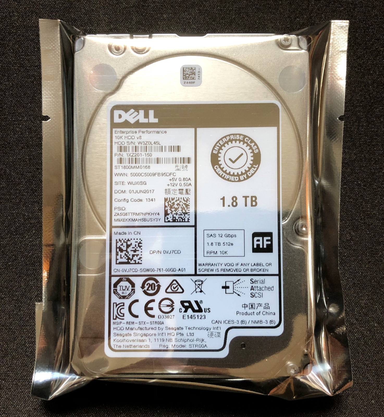 New VJ7CD DELL ENTERPRISE 1.8TB 10K 12Gbps SAS 2.5'' HARD DRIVE ST1800MM0168