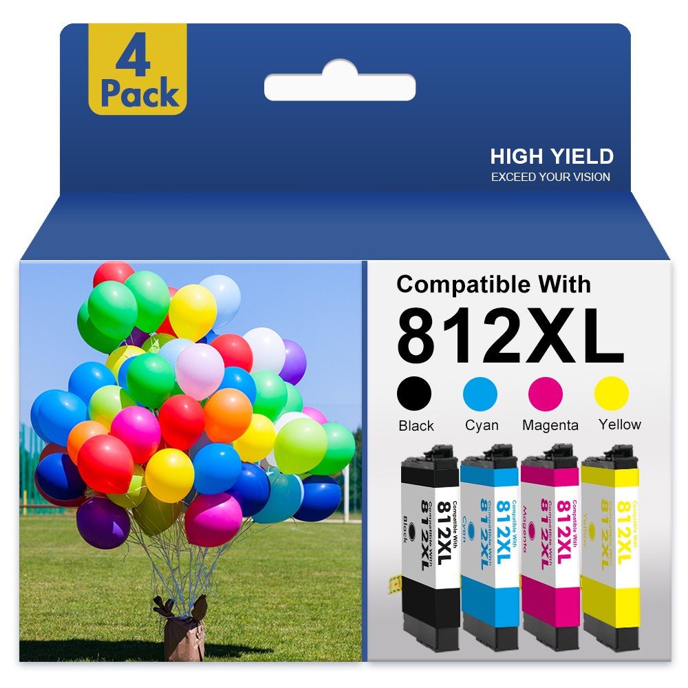 4PK 812XL Ink Cartridge for Epson T812 XL Ink WF-7840 WF-7820 WF-7310 EC-C7000