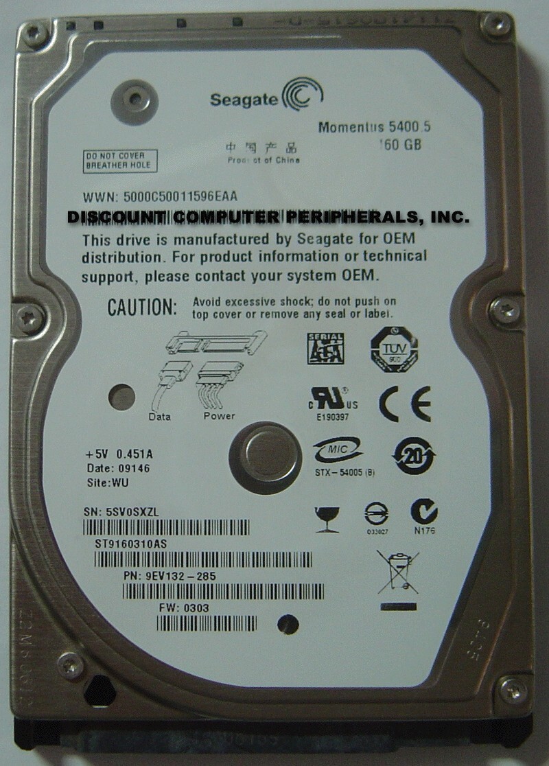 New ST9160310AS Seagate 160GB SATA-II 2.5" 9.5MM Hard Drive USA Seller