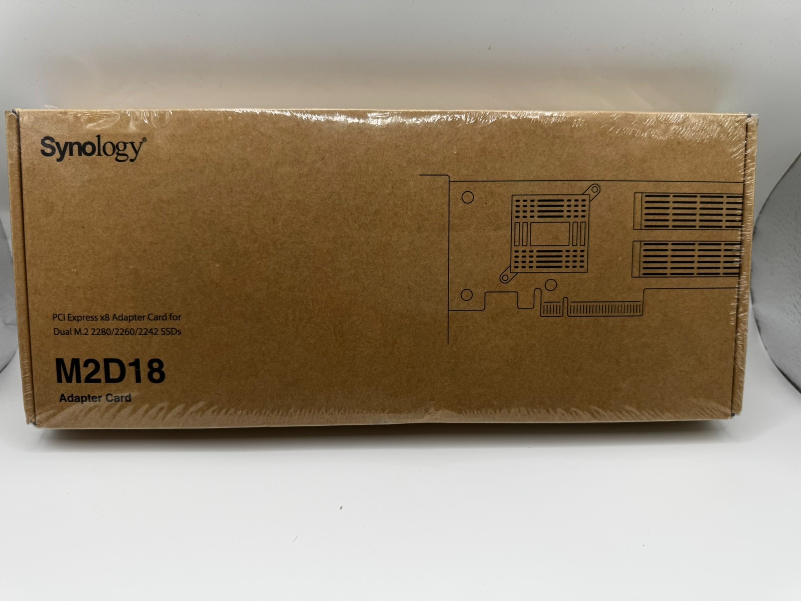 Synology M2D18 Dual M.2 NVMe/SATA SSD PCIe x8 Adapter Card - NEW SEALED IN BOX