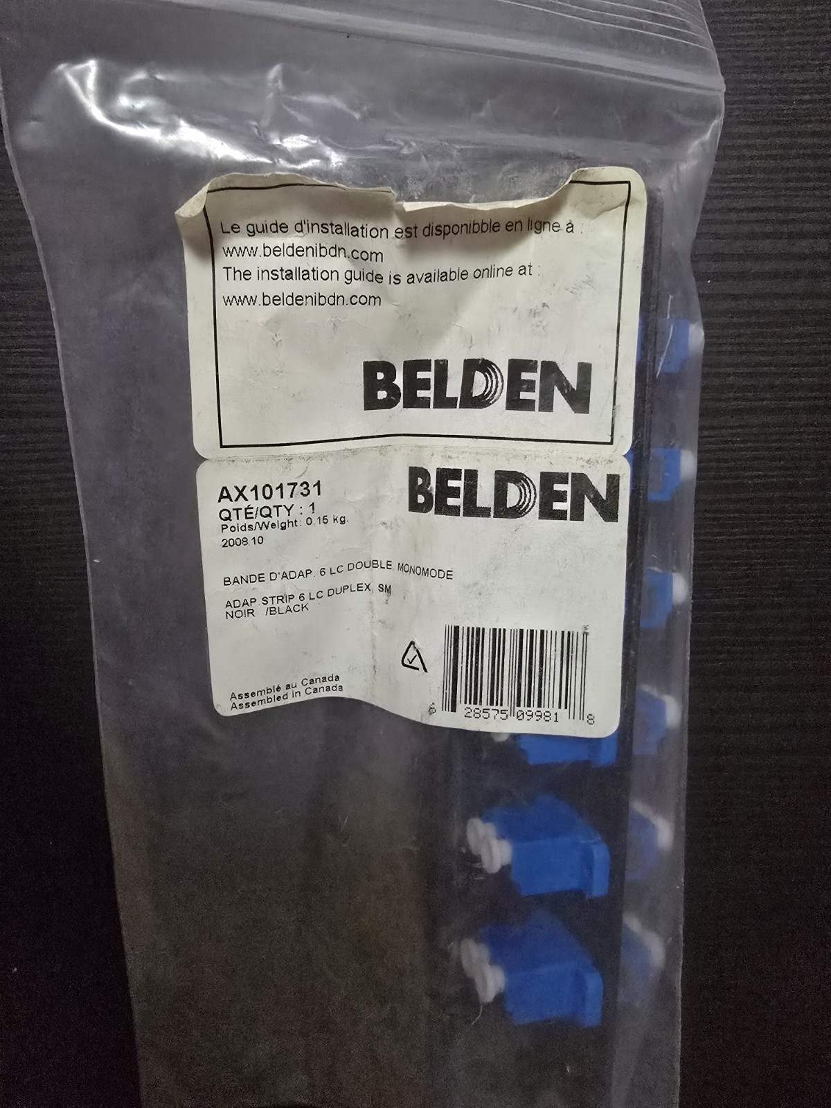 Belden AX101731 FiberExpress 6Port FX Adapter Strip LC Duplex Singlemode Black