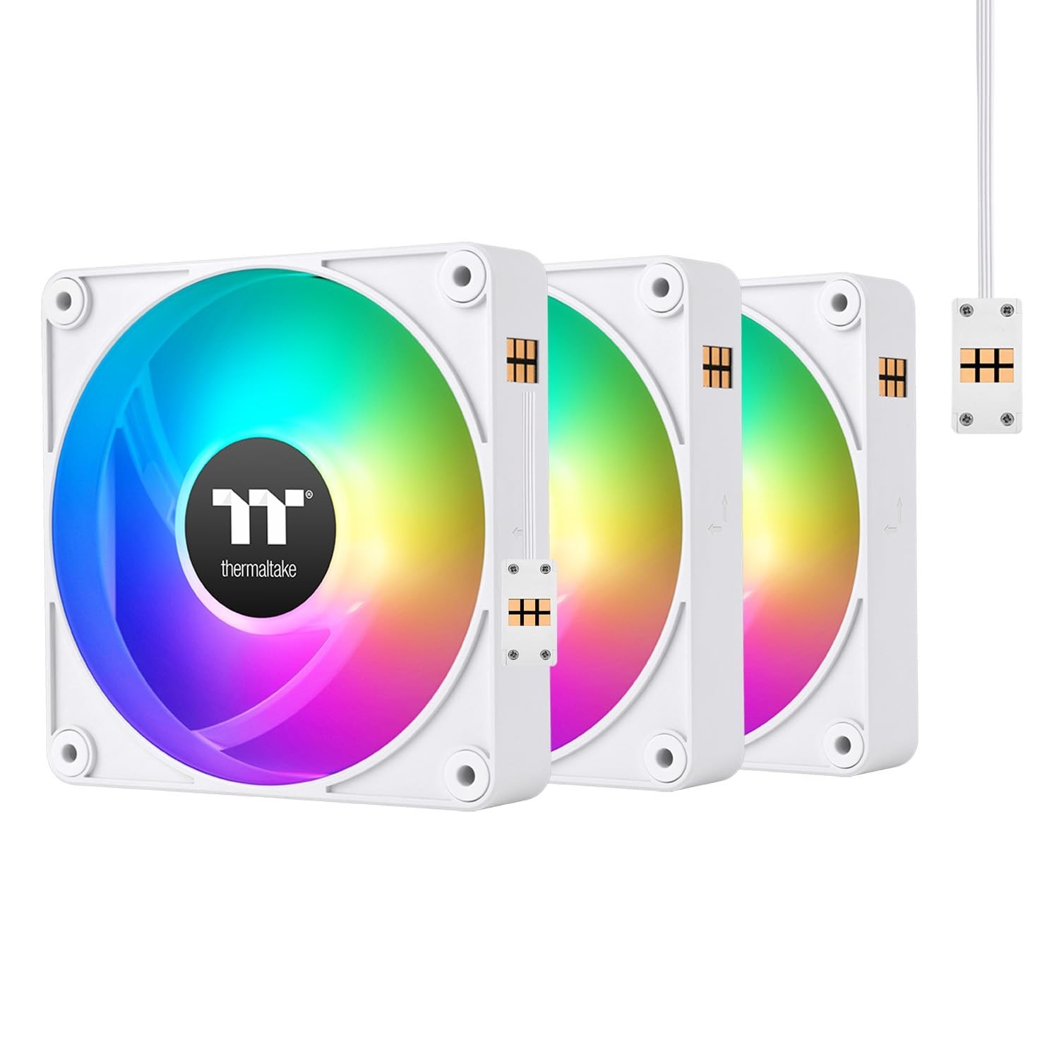 Thermaltake CT140 EX ARGB Sync PC Cooling Fan White (3-Fan Pack), Magnetic Co...