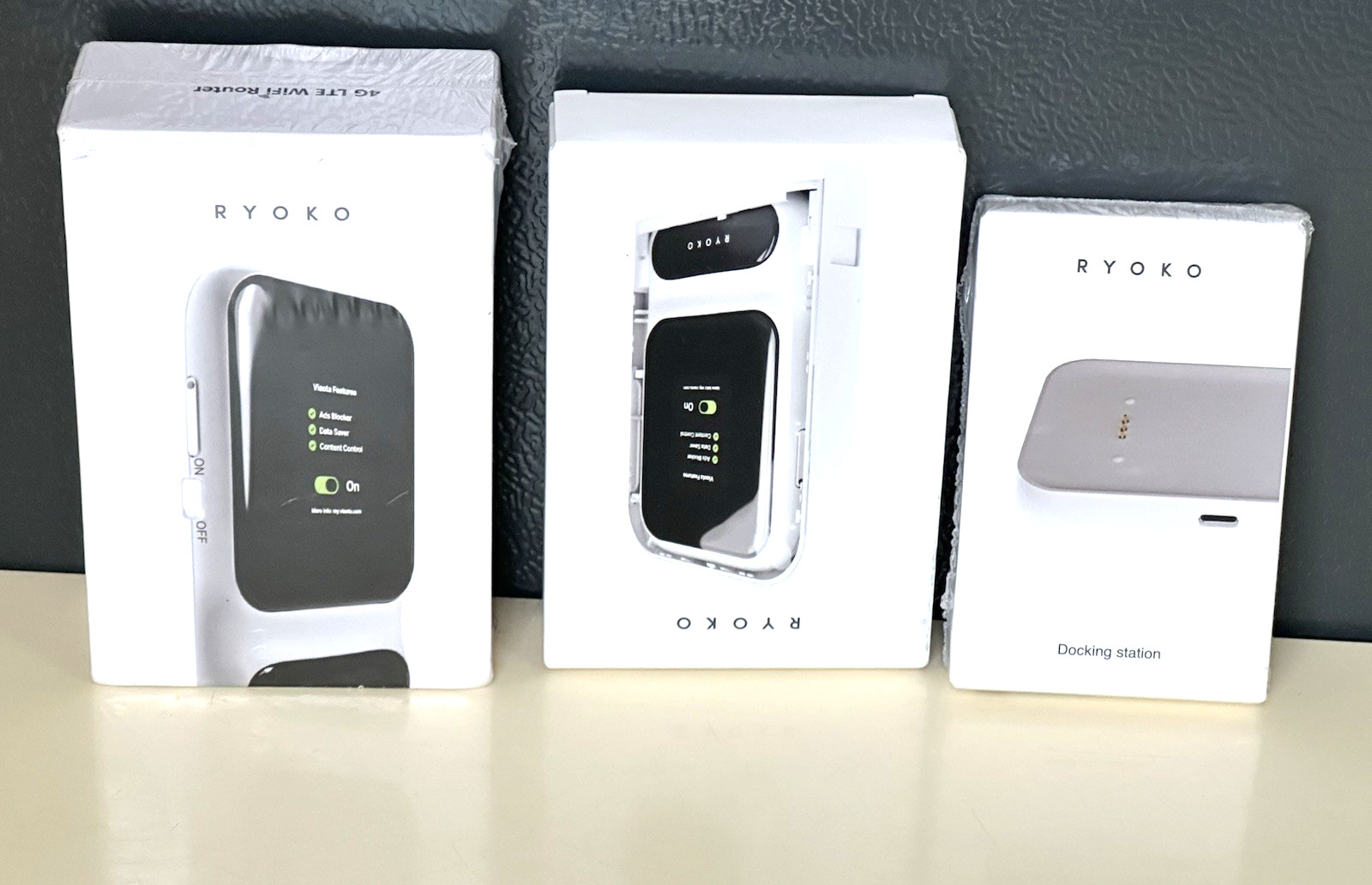 LOT X3 New Ryoko 4G LTE WiFi spot Router & Dock Station & Case BRAND NEW SEALED