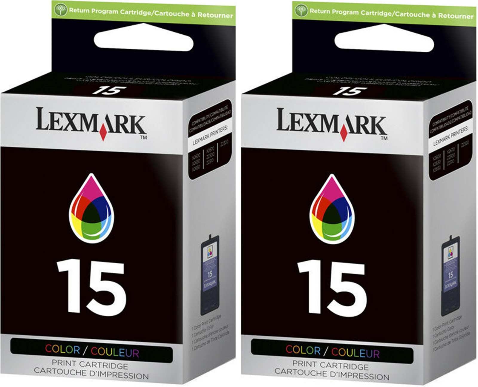 New Genuine Lexmark 15 2PK Ink Cartridges X Series X2670 X2630 Z Series Z2300