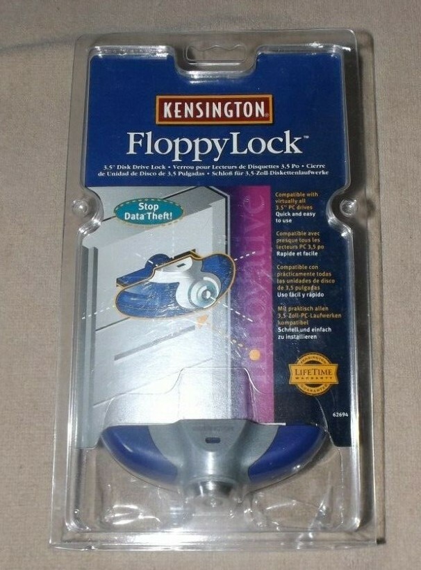 Kensington FloppyLock PN 62694 3.5" w/ 2 Keys - NIP - For PC or Laptops Vintage 