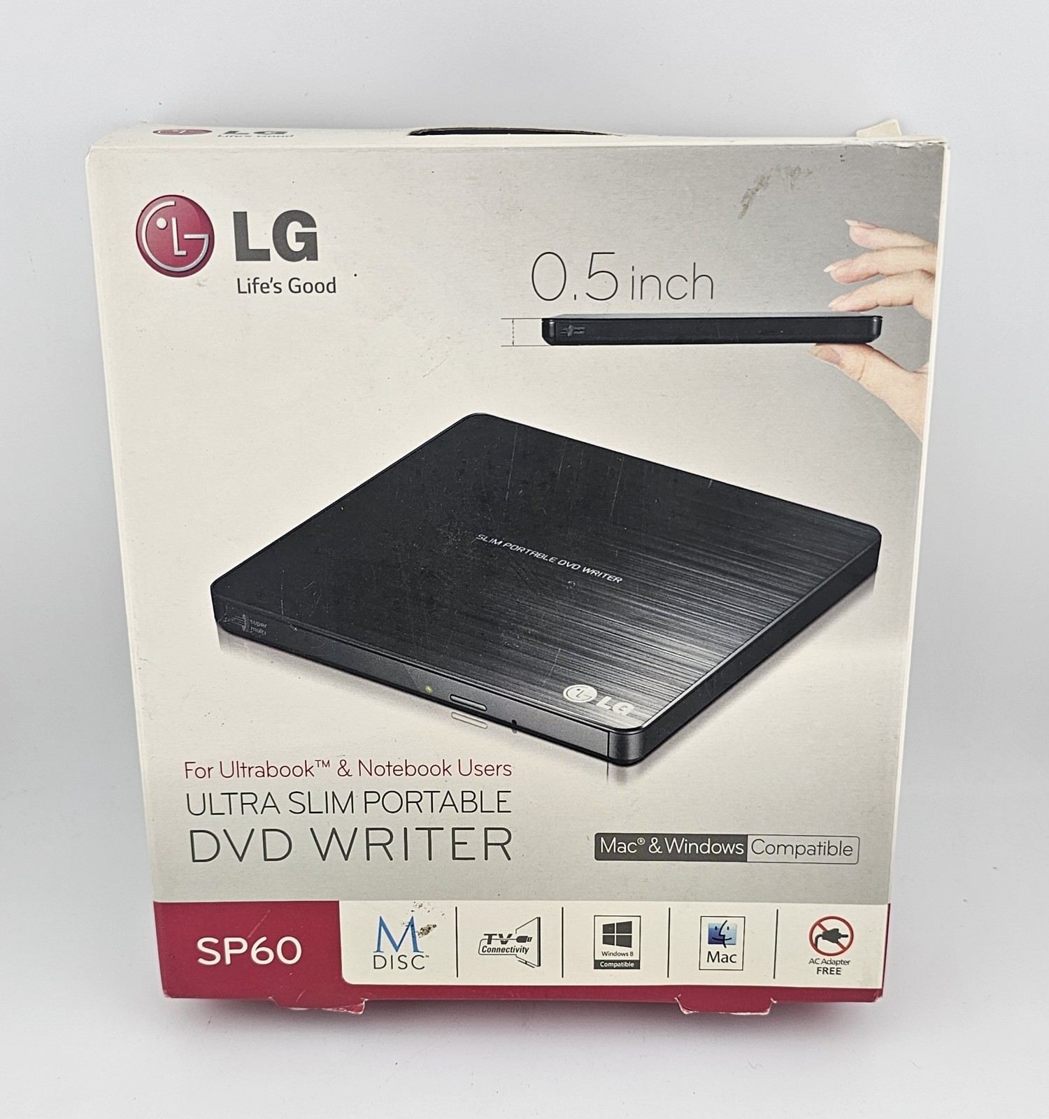 LG Model SP60 Ultra Slim Portable DVD CD Writer: Mac Windows Compatable - Tested