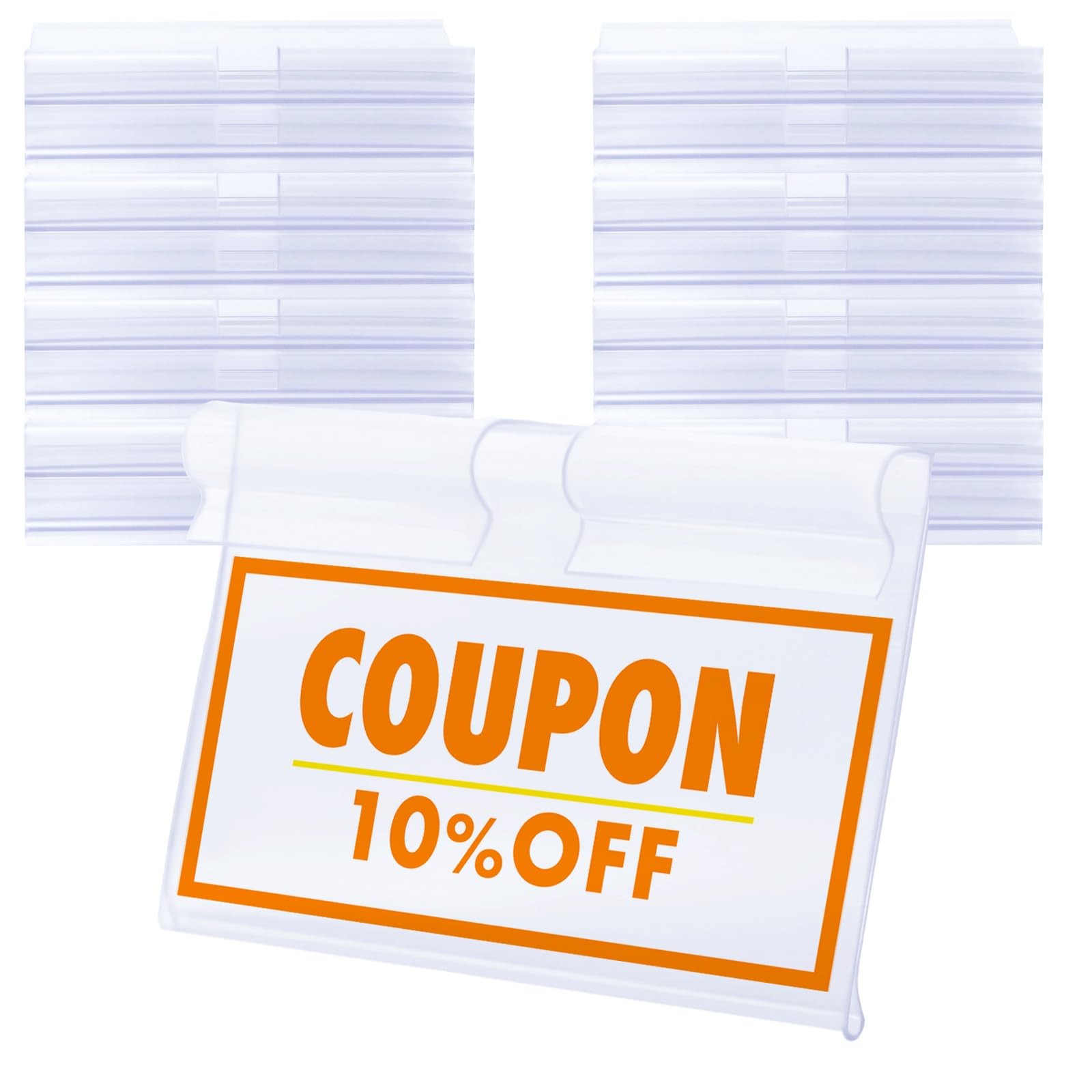 Storage Bin Labels Clip On, 60-Pack Clear Plastic Label Clips with 80 Tags, Idea