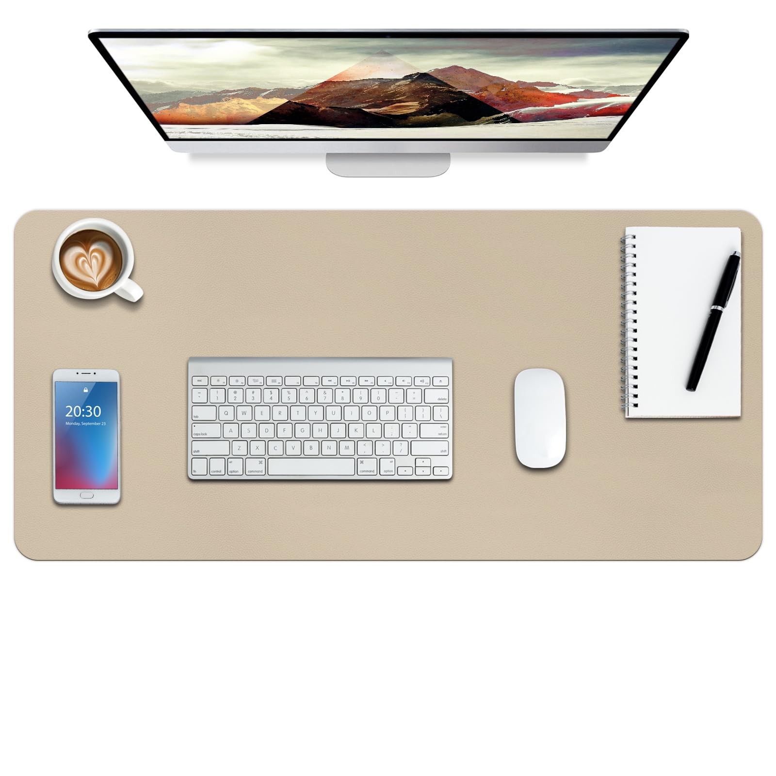 Leather Desk Pad Protector 30 x 14 Waterproof Non Slip Green Boutilon