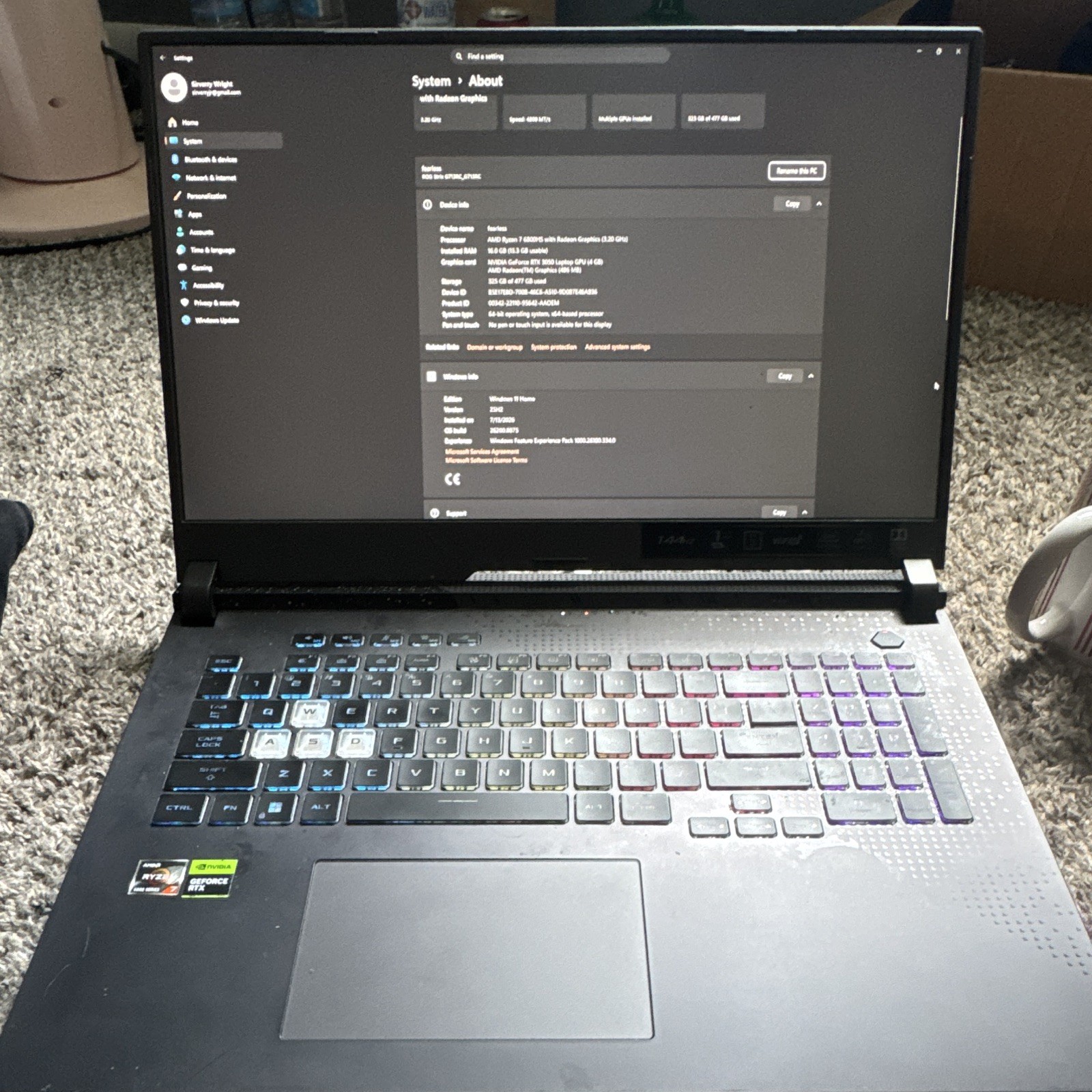 ASUS ROG Strix G17 17in gaming laptop ryzen 7