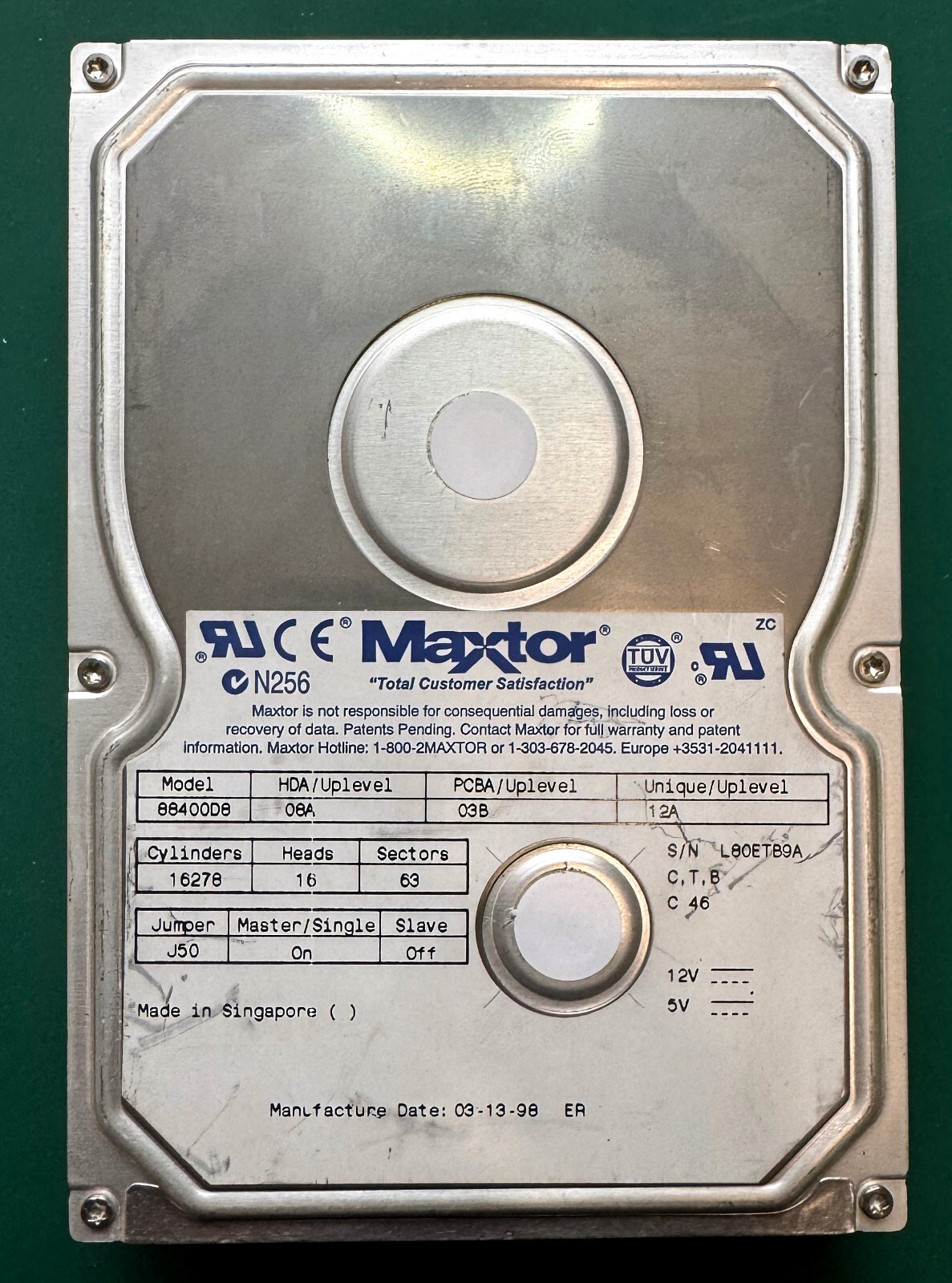 Maxtor DiamondMax 8.4GB Internal IDE 5200RPM 3.5" Hard Drive HDD - 88400D8