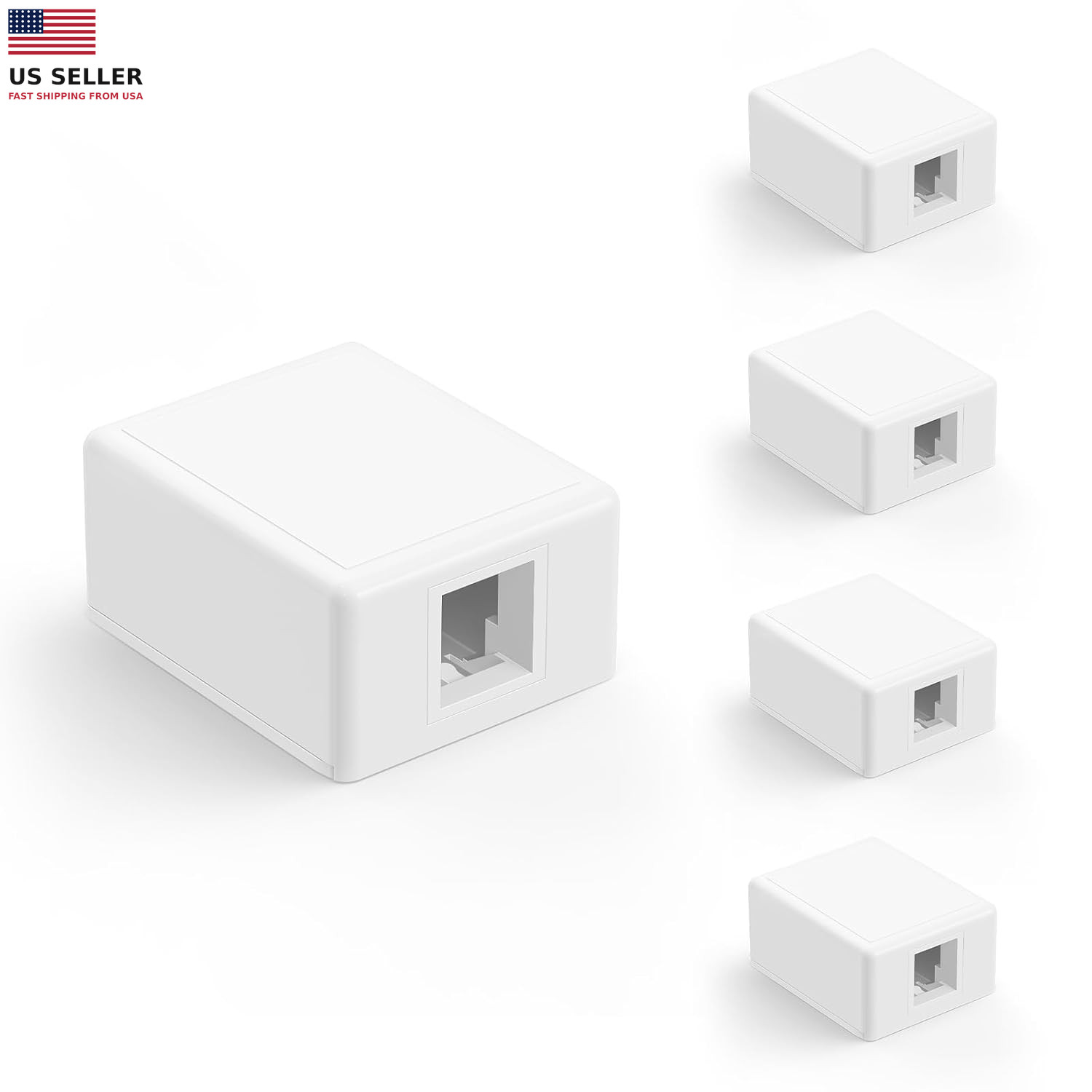 Keystone Jack Surface Mount Box 1-Port for UTP Cat6/Cat5E/Cat5 RJ45 Key