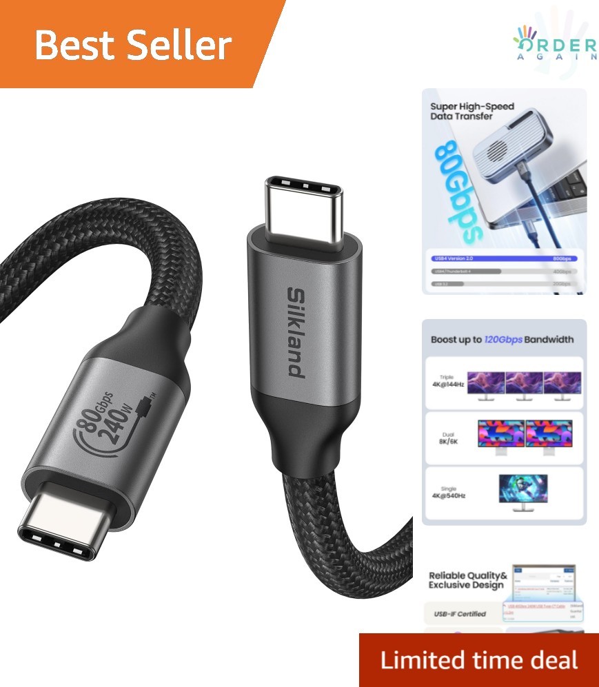 80Gbps USB 4 Cable 3.3FT Thunderbolt 5 Compatible 120Gbps 4K Display