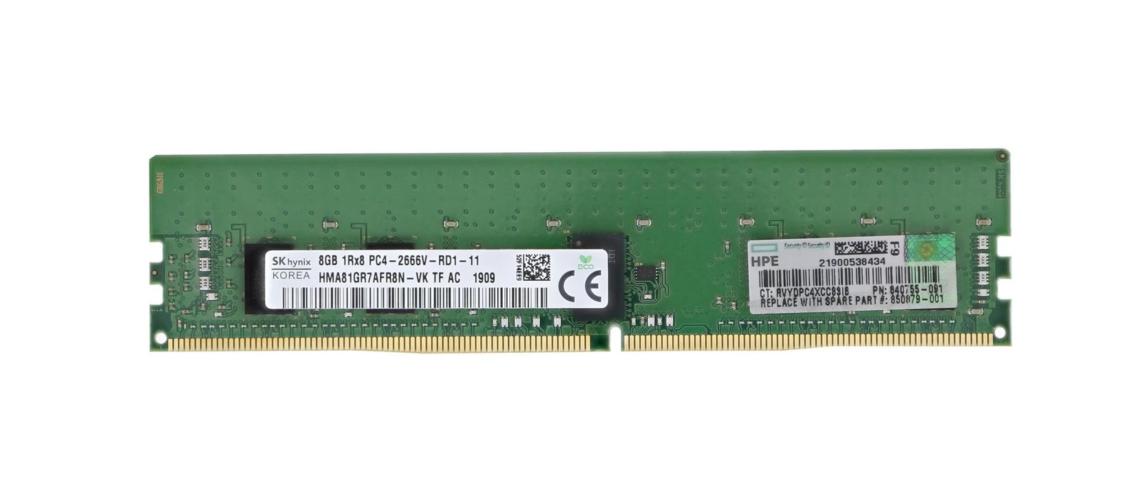 RAM HPE 8GB 1Rx8 DDR4 RDIMM ECC 2666MHz 840755-091