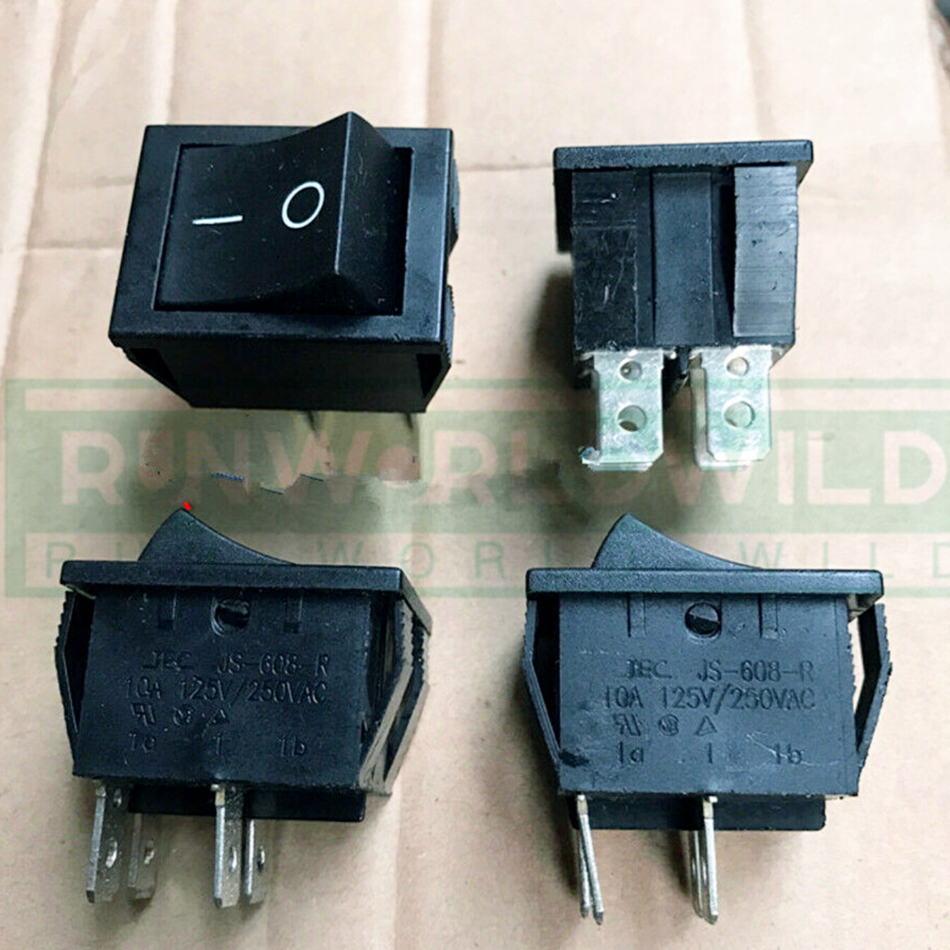 2pcs JEC JS-608R 10A 250V 4 Pins 2 positions Power Rocker Switch