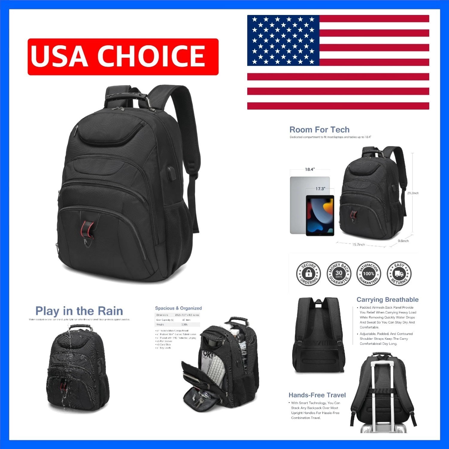 Extra Large Laptop Backpack for Men,37L Gaming Laptop Backpack,18.4Inch Trave...