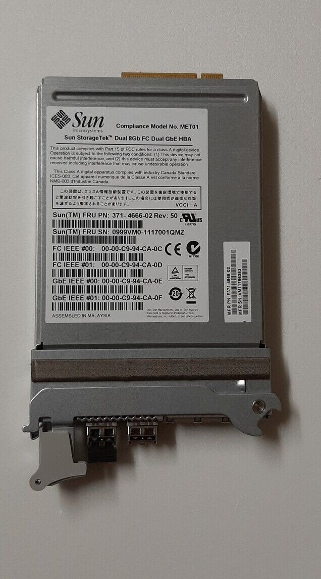 371-4325 Sun 8Gigabit/Sec PCI-E Dual FC Host Adapter SG-XPCIE2FC-QF8-Z TESTED